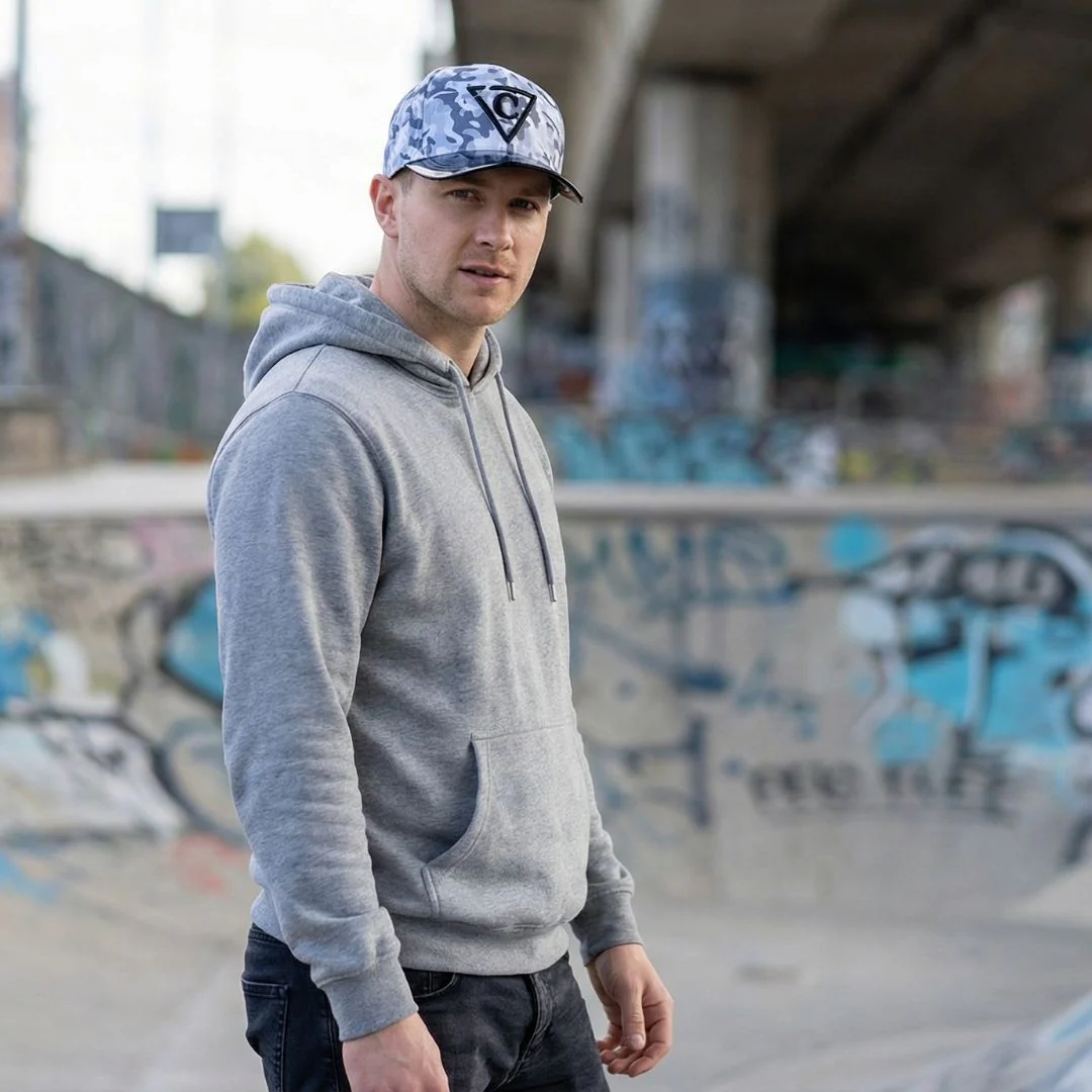 Grey Camo Curved Baseball Cap - Grey - Image 3