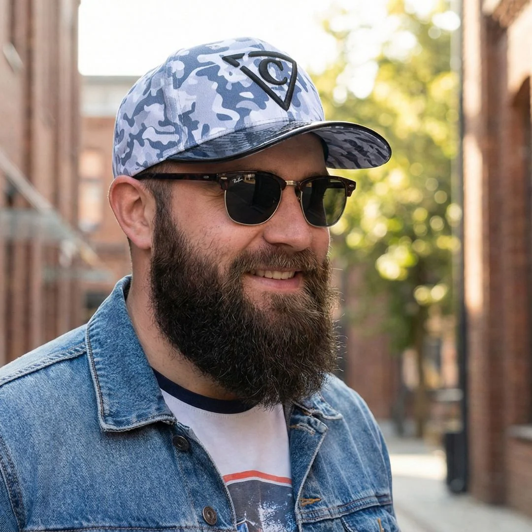 Grey Camo Curved Baseball Cap - Grey - Image 4