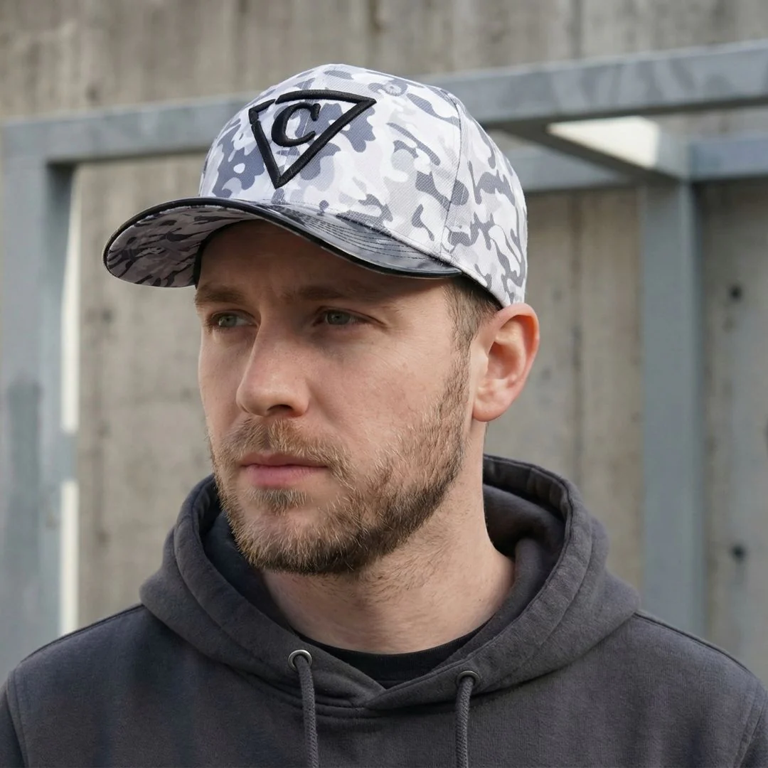 Grey Camo Curved Baseball Cap - Grey - Image 6