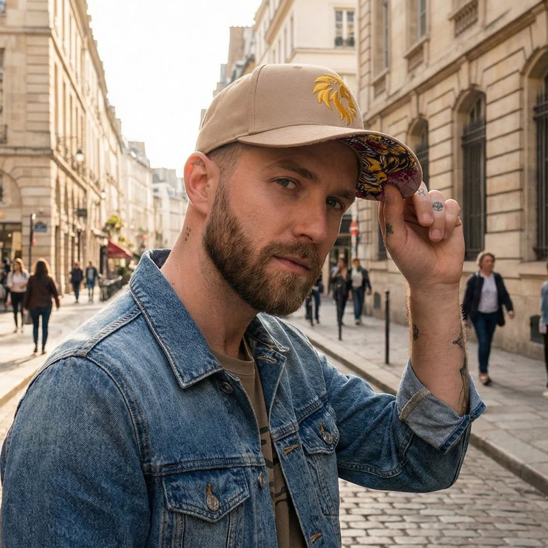 Lion Curved Baseball Cap - Beige - Image 5