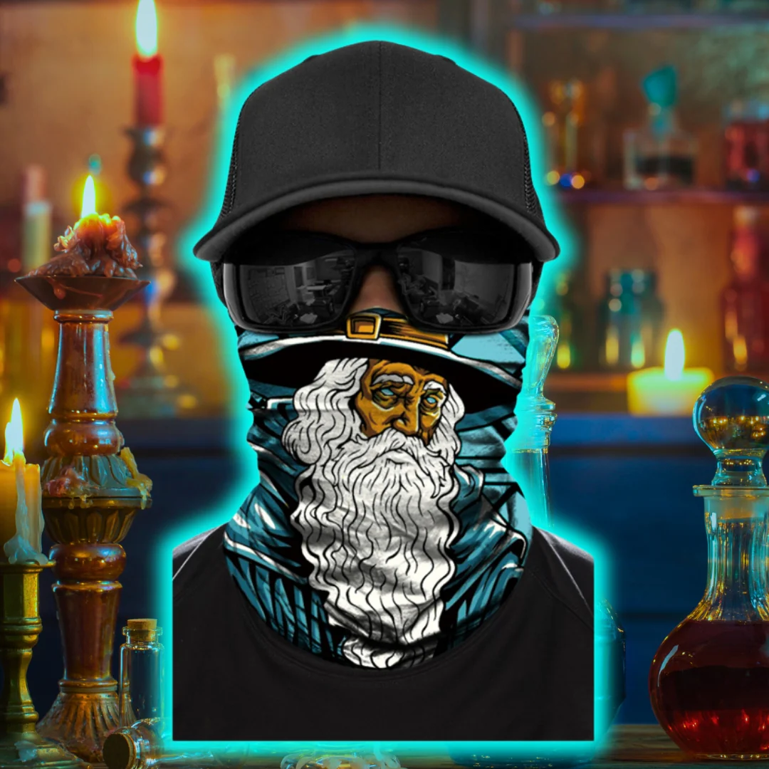 Lost Wizard Biker Mask - White/Blue - Image 3