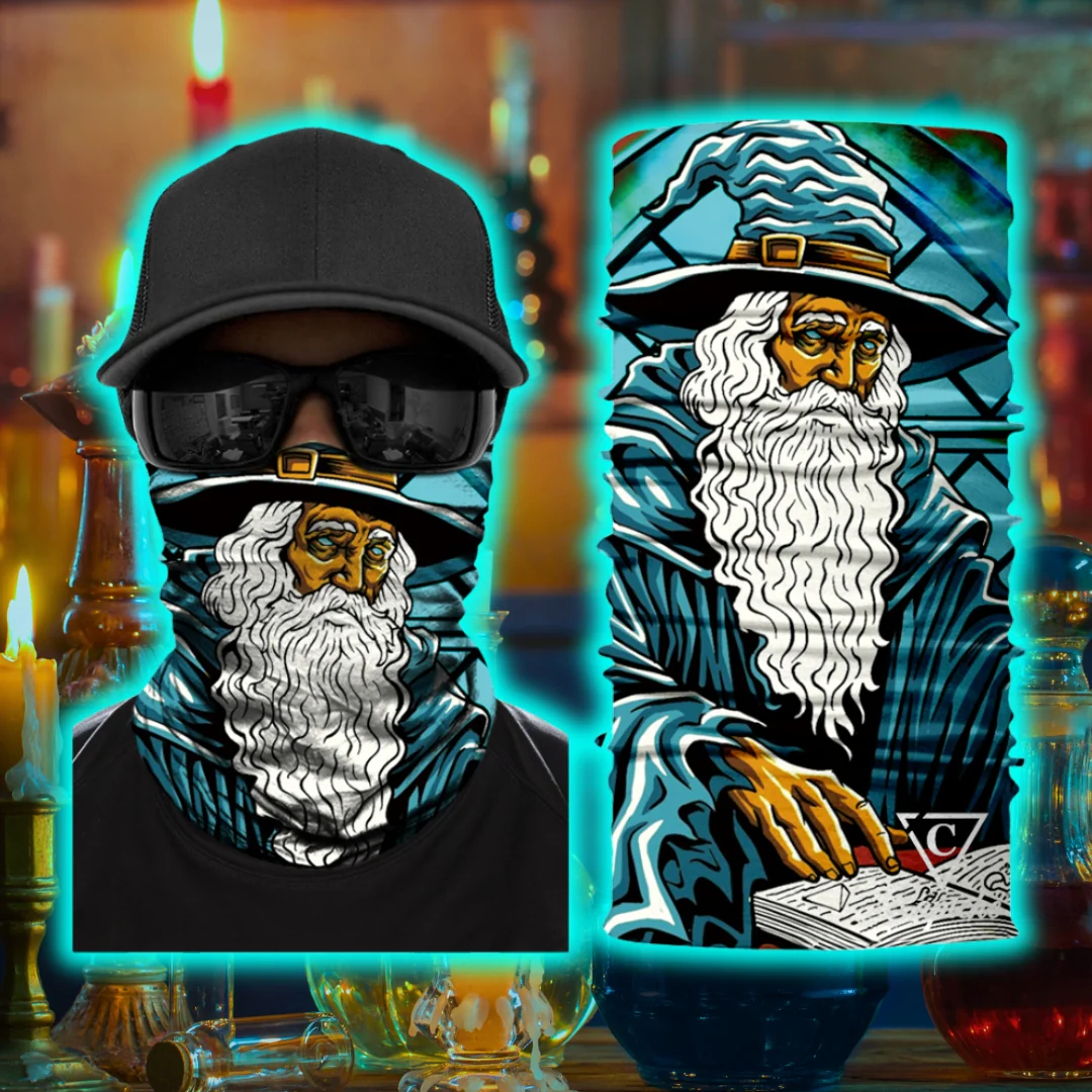 Lost Wizard Biker Mask - White/Blue - Image 4