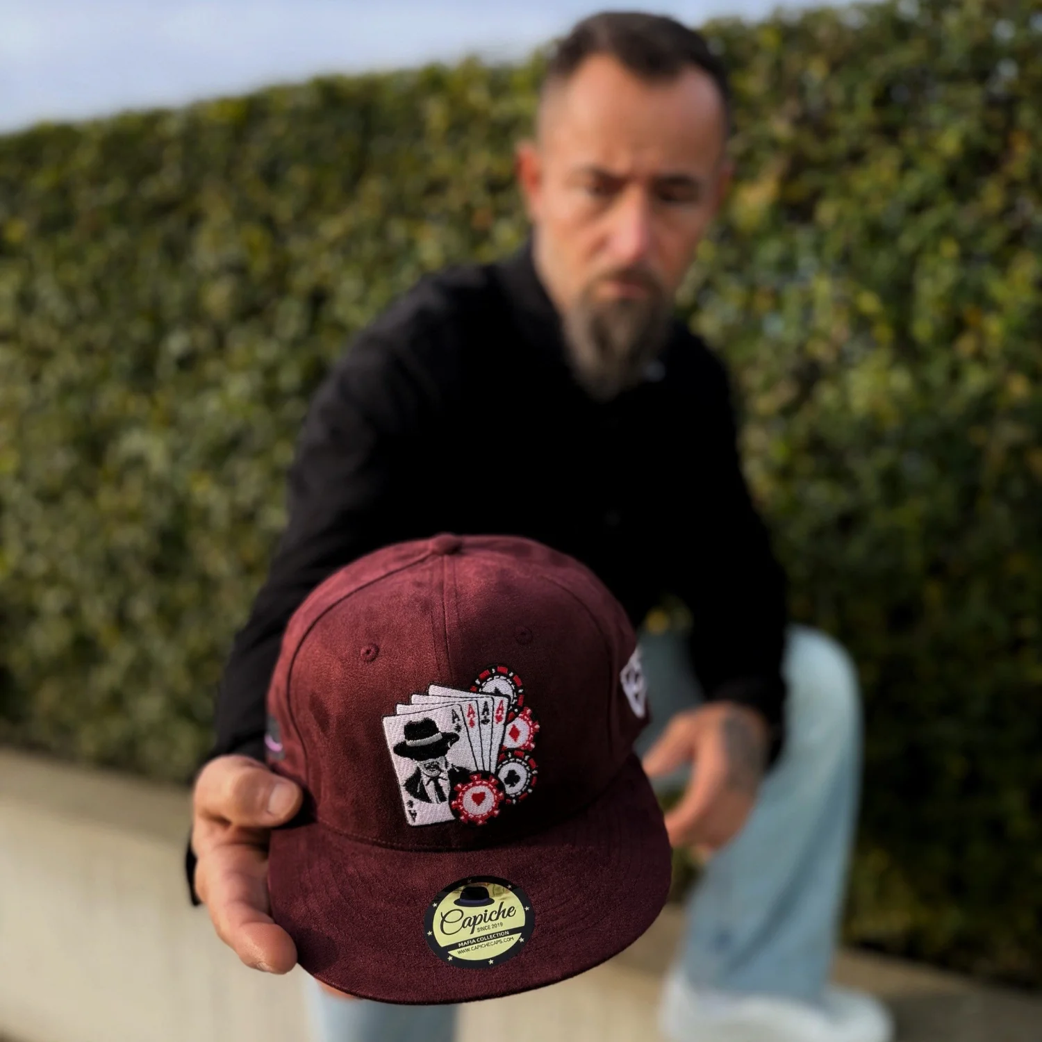 Mafia Poker Snapback No. 1 - Burgundy Suede - Image 6