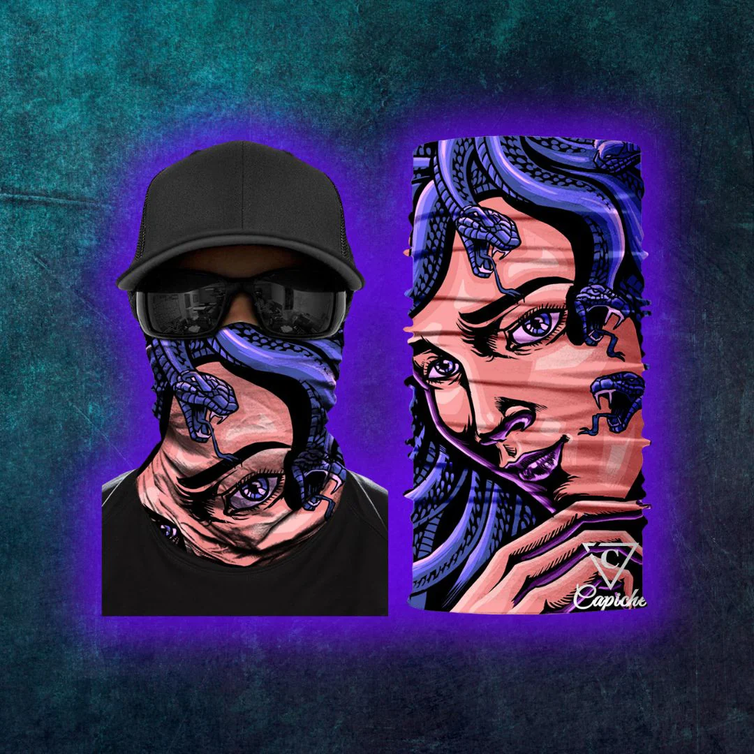 Medusa Biker Mask - Purple/Beige - Image 3