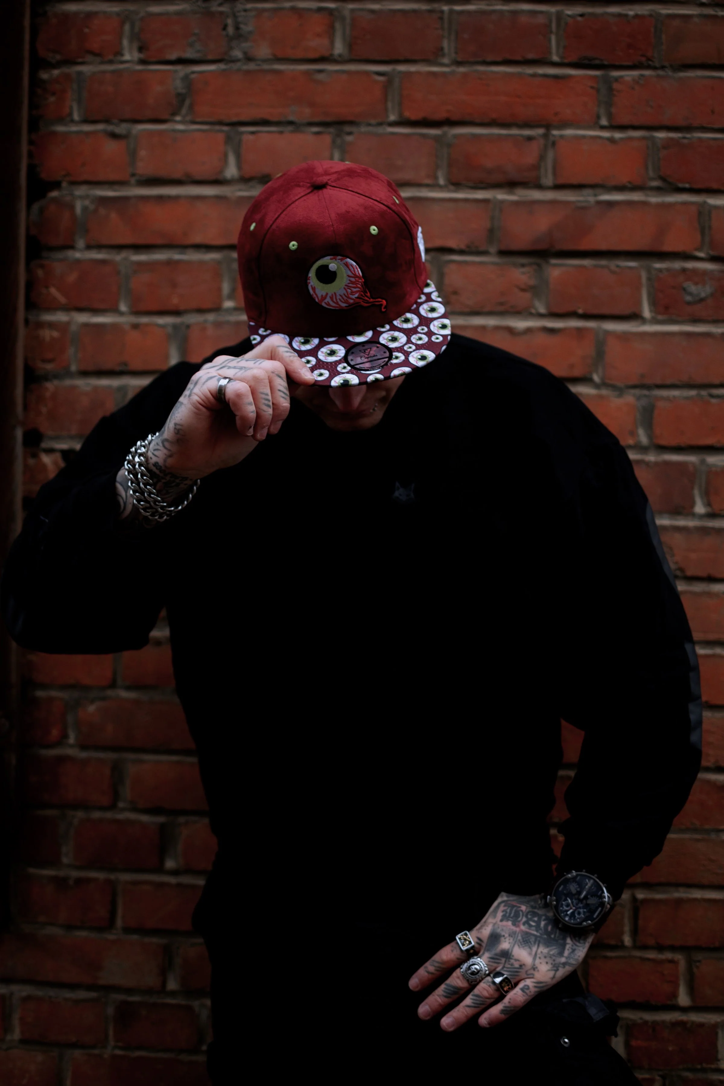 LIMITED EDITION Monster Vision Snapback - Dark Maroon Suede with Eyes - Image 15