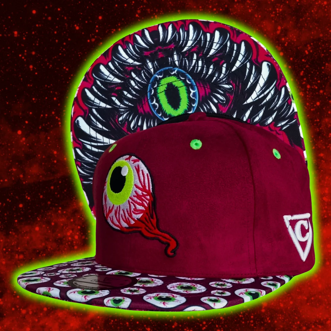 LIMITED EDITION Monster Vision Snapback - Dark Maroon Suede with Eyes - Image 17