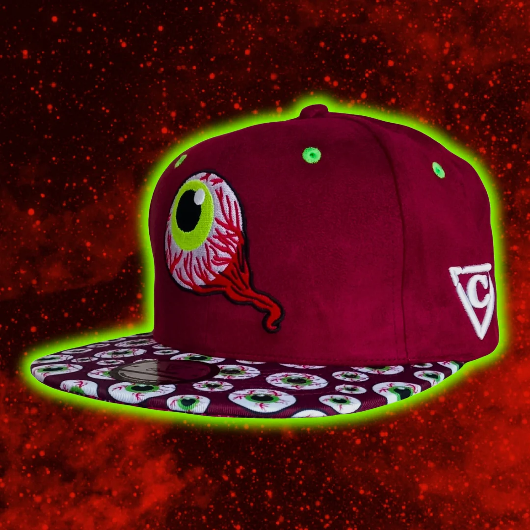 LIMITED EDITION Monster Vision Snapback - Dark Maroon Suede with Eyes - Image 18