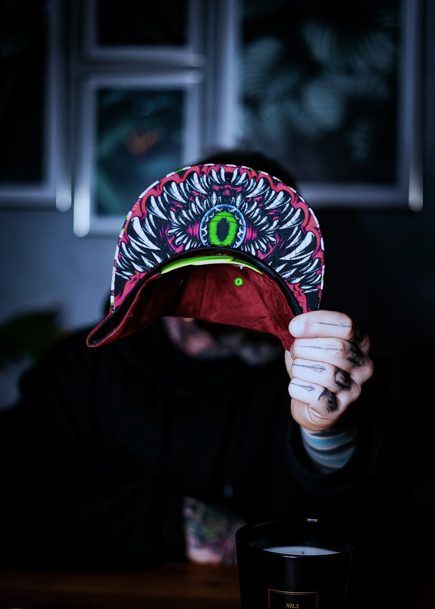 LIMITED EDITION Monster Vision Snapback - Dark Maroon Suede with Eyes - Image 5