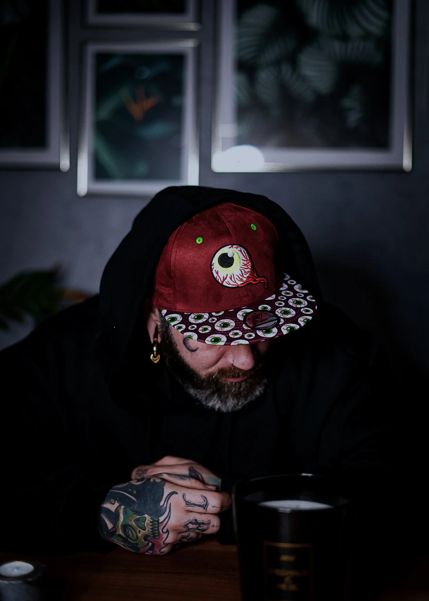 LIMITED EDITION Monster Vision Snapback - Dark Maroon Suede with Eyes - Image 7