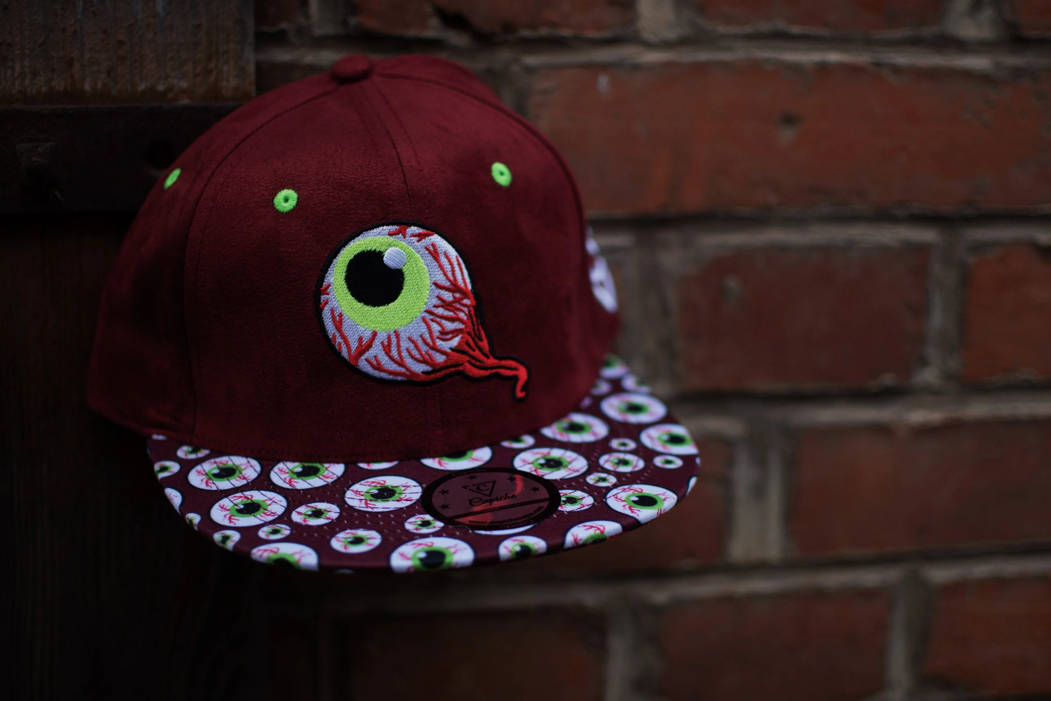 LIMITED EDITION Monster Vision Snapback - Dark Maroon Suede with Eyes - Image 9