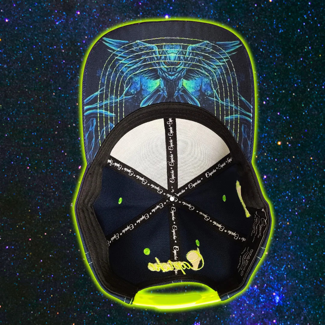 Night Owl Curved Cap - Night Blue/Neon Green Stitching - Image 7