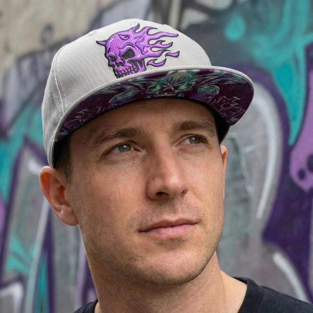 Purple Skull Snapback - Grey - Image 11