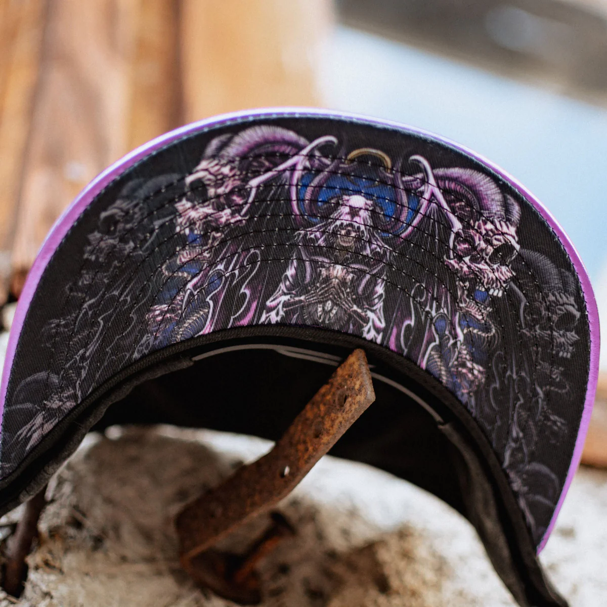 Realm of the Dead Snapback - Grey Washed/Purple Crackling Metallic - Image 6