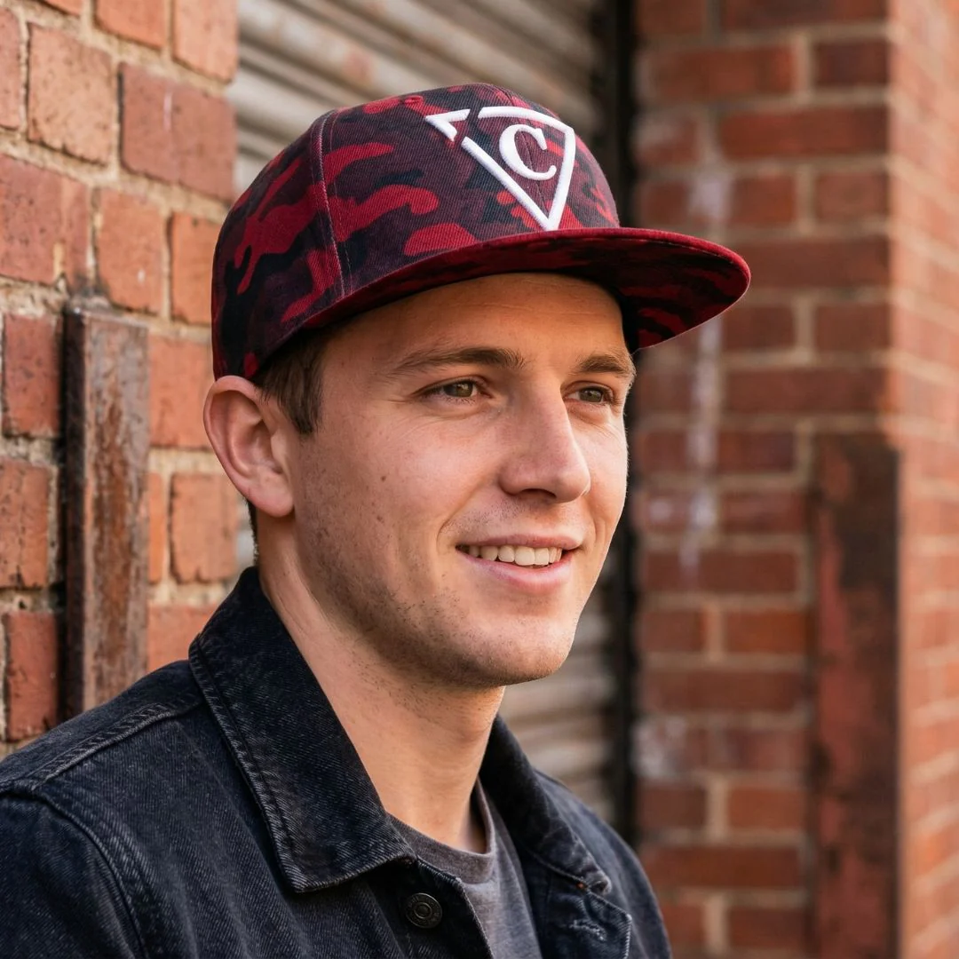Red Camo Snapback - Suede Brim - Image 2