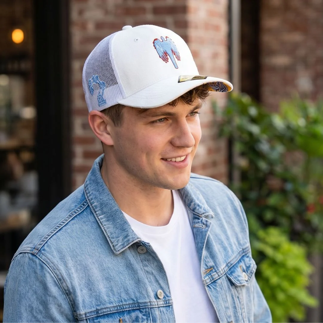 Robot Angel Trucker Cap - White Suede - Image 2