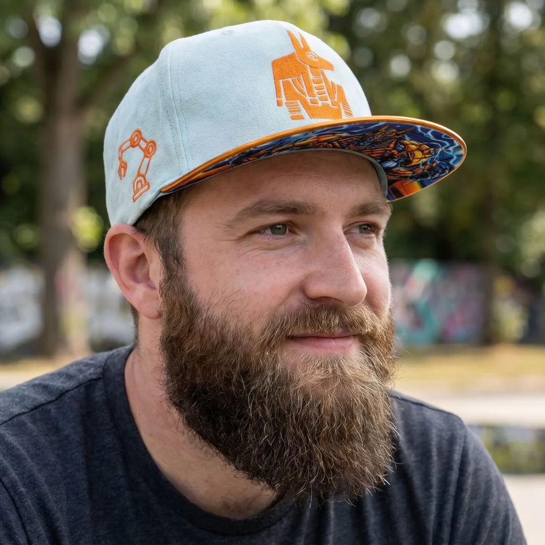 Robot Anubis 3.0 Snapback - Light Mint Suede/Orange Crackling Metallic - Image 3