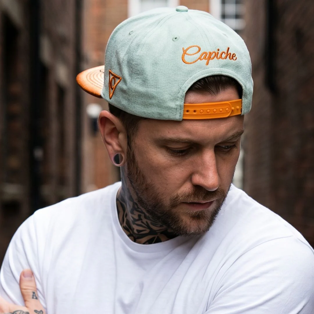 Robot Anubis 3.0 Snapback - Light Mint Suede/Orange Crackling Metallic - Image 4