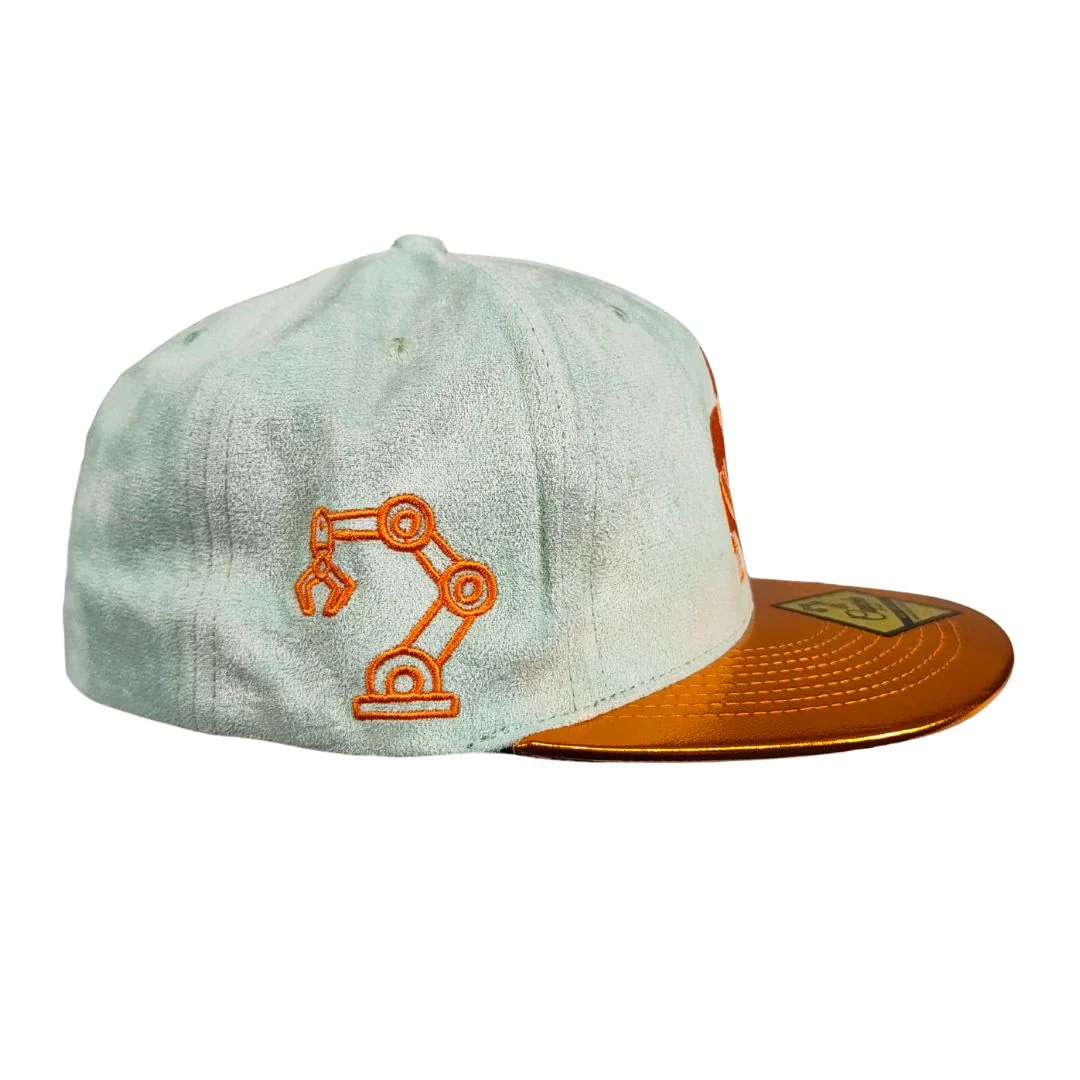 Robot Anubis 3.0 Snapback - Light Mint Suede/Orange Crackling Metallic - Image 6