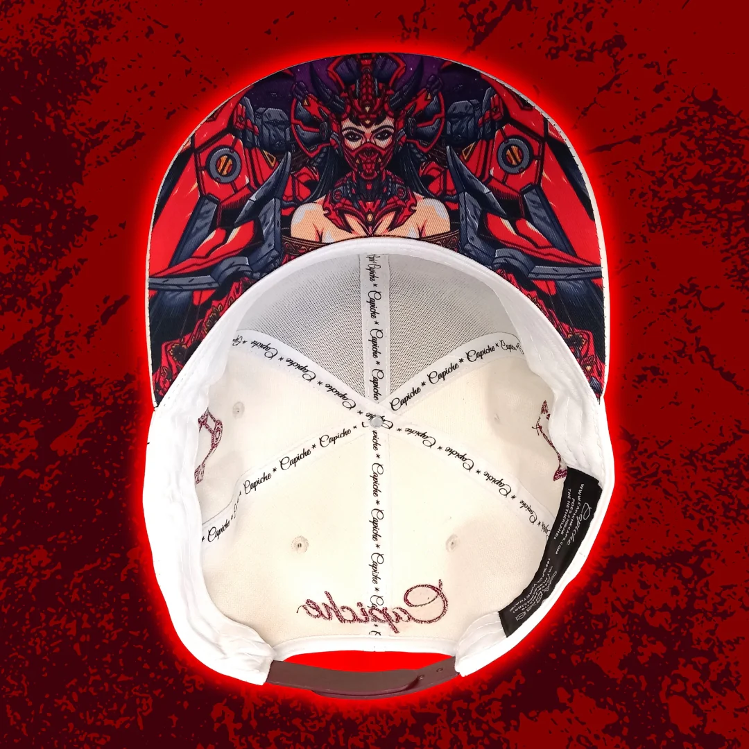 Robot Geisha Snapback - White Artificial Leather/Red Cherry Blossom - Image 13