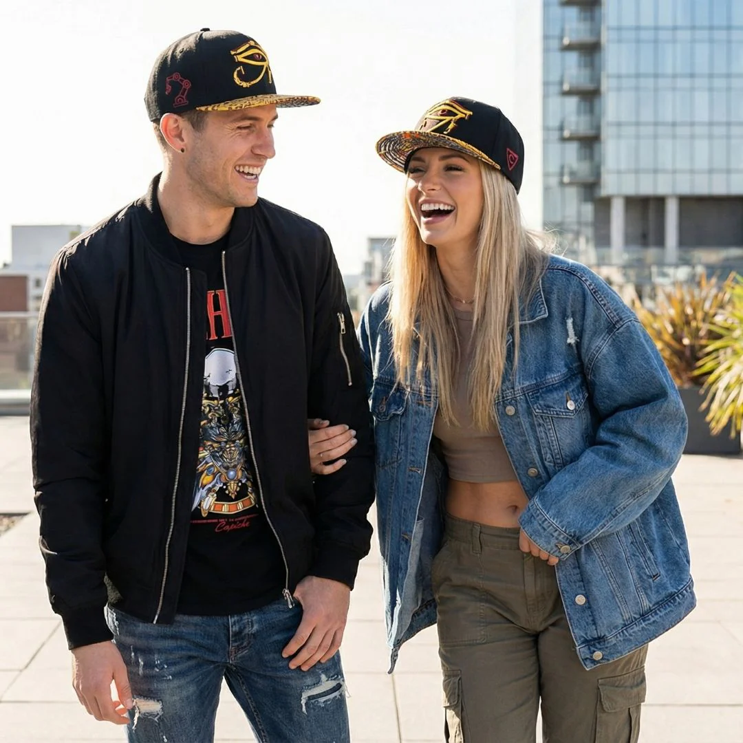 Robot Horus Snapback - Black/Yellow Egyptian Pattern - Image 2