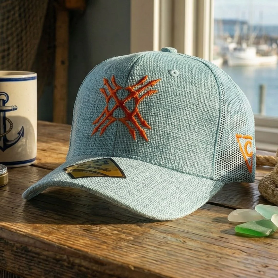 Robot Poseidon Trucker Cap - Light Blue Thick Cotton - Image 4