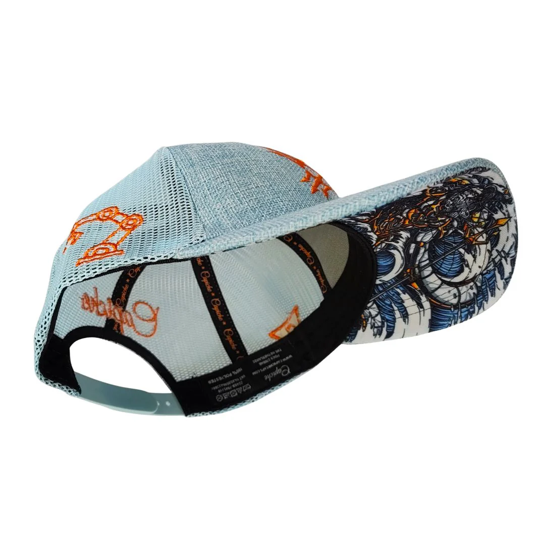 Robot Poseidon Trucker Cap - Light Blue Thick Cotton - Image 7
