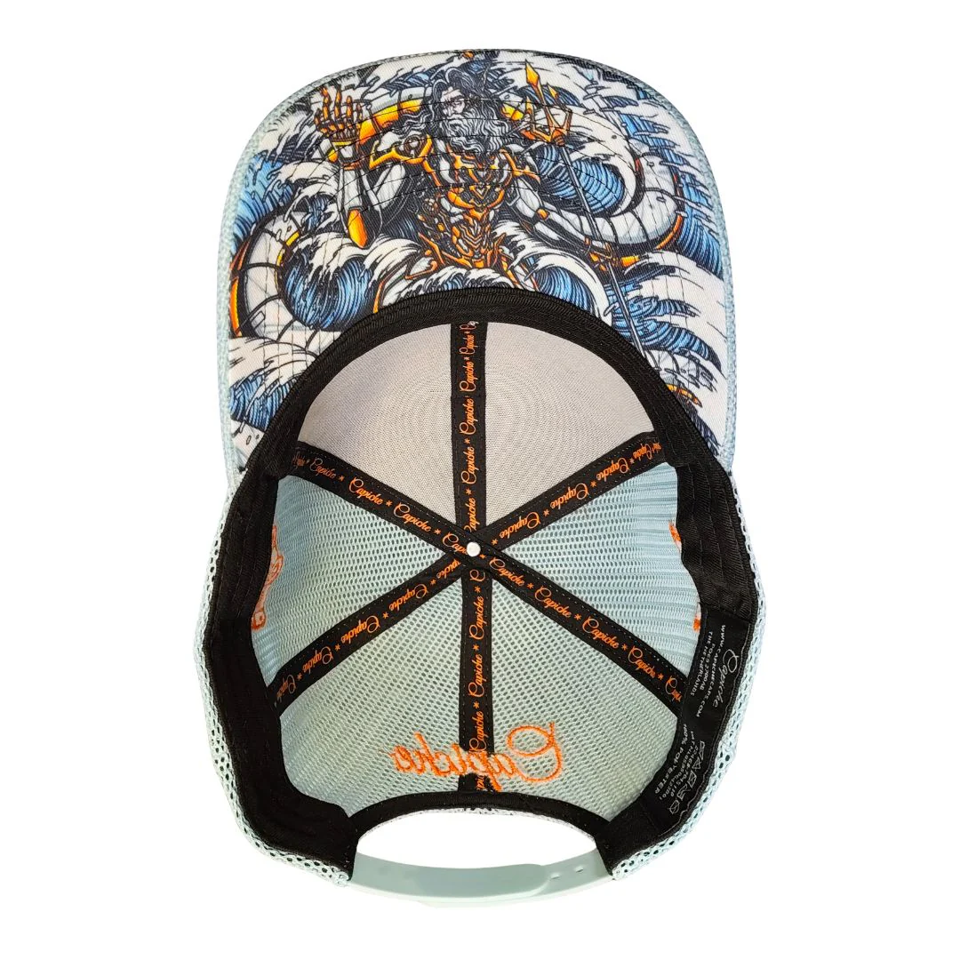 Robot Poseidon Trucker Cap - Light Blue Thick Cotton - Image 9