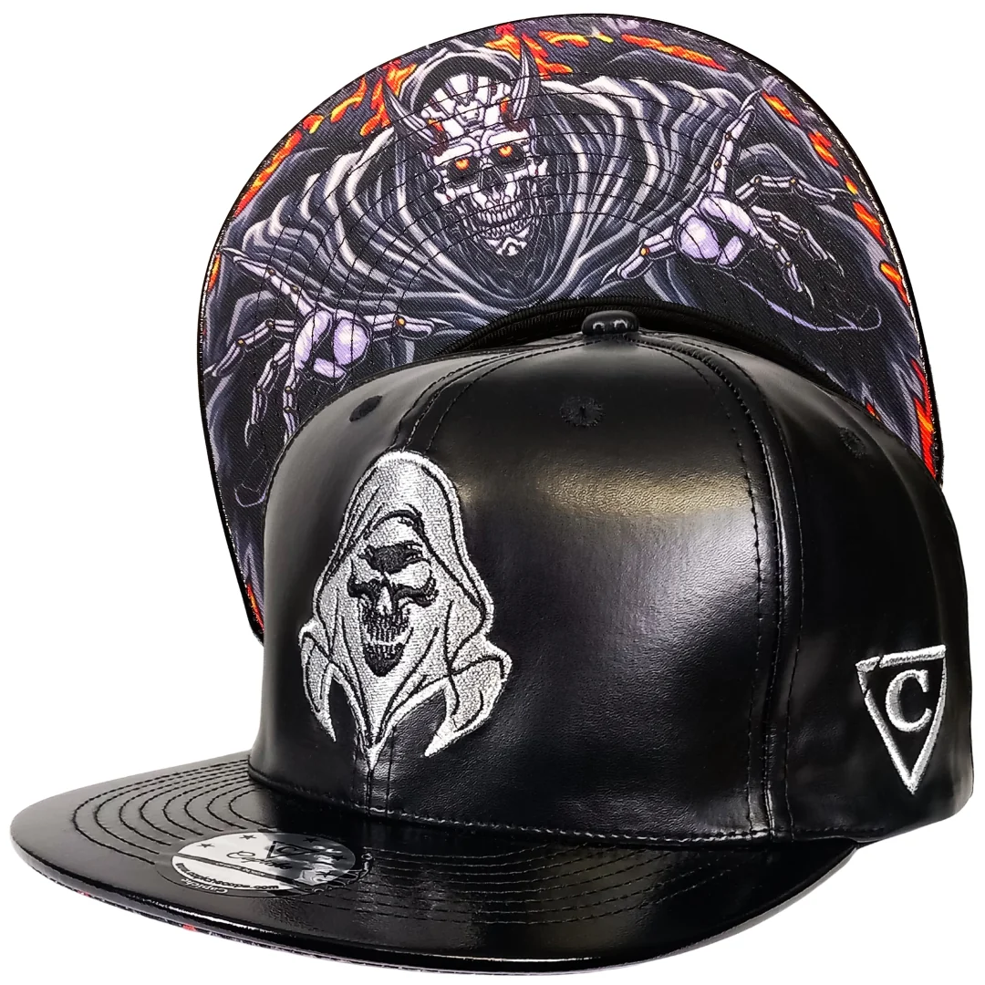 Robot Reaper Snapback - Black Artificial Leather