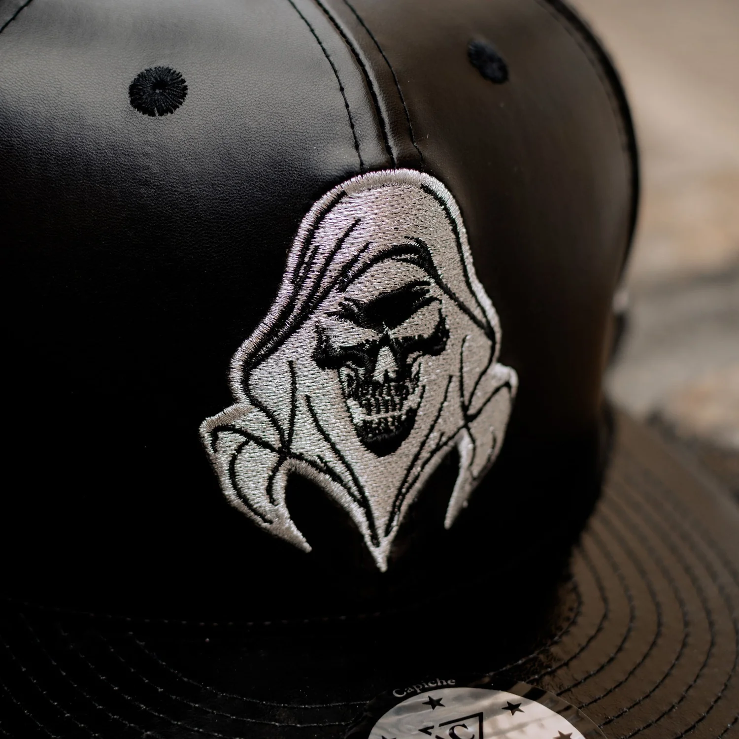 Robot Reaper Snapback - Black Artificial Leather - Image 2