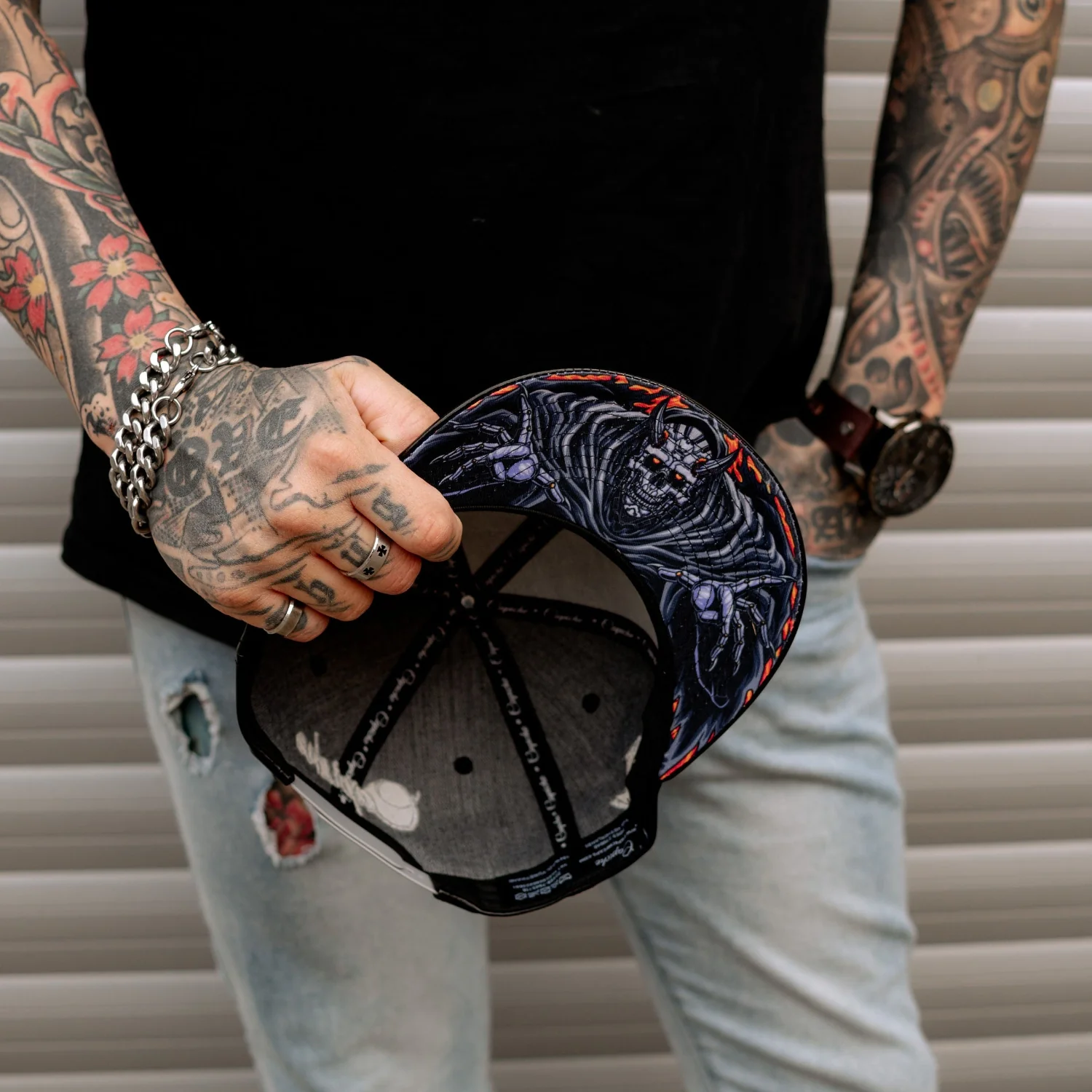 Robot Reaper Snapback - Black Artificial Leather - Image 4
