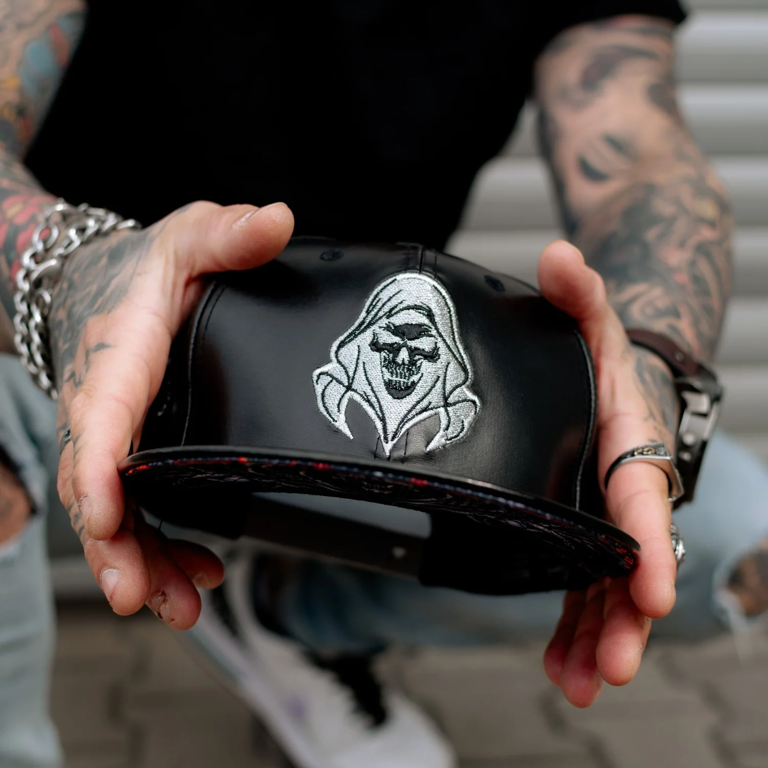 Robot Reaper Snapback - Black Artificial Leather - Image 5