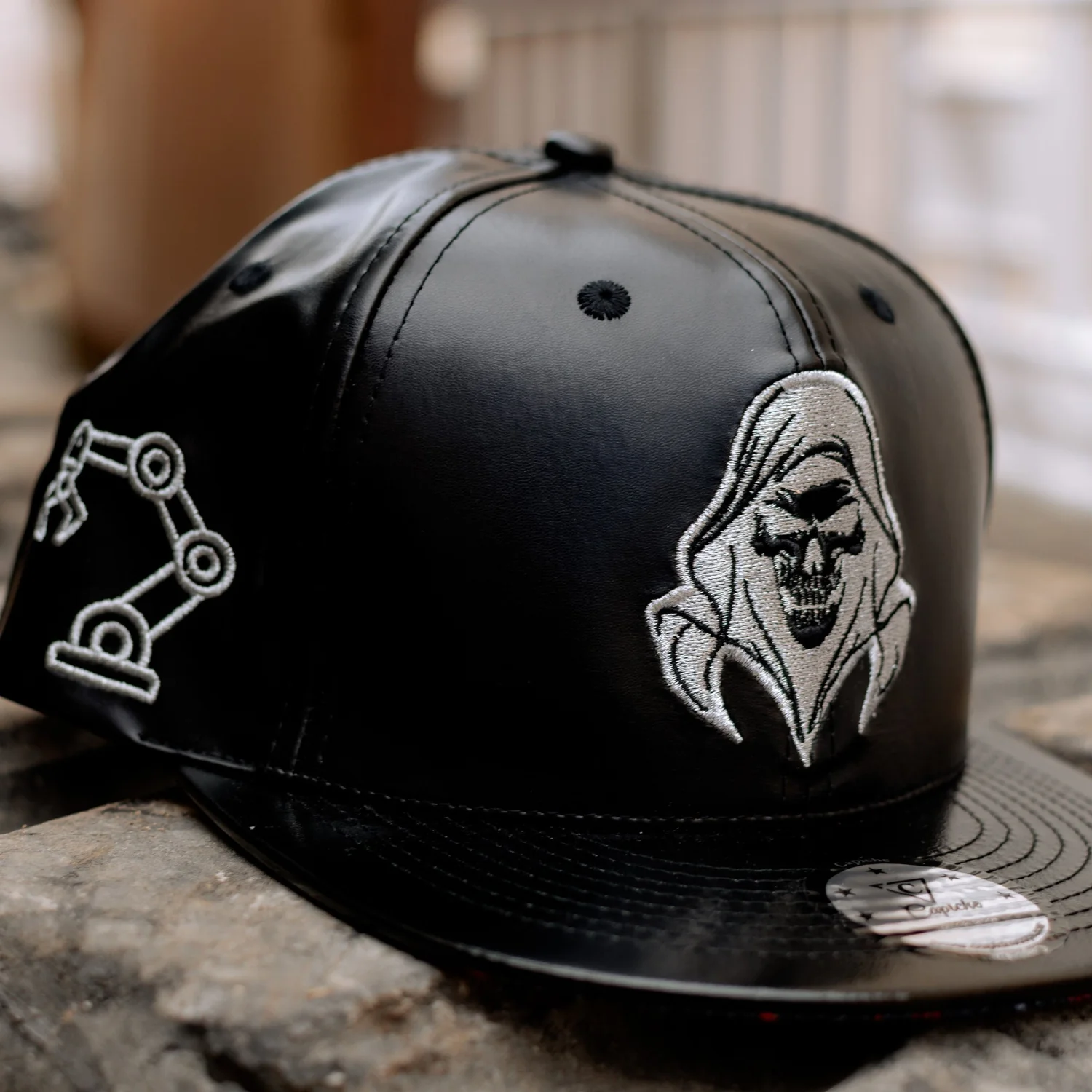 Robot Reaper Snapback - Black Artificial Leather - Image 6