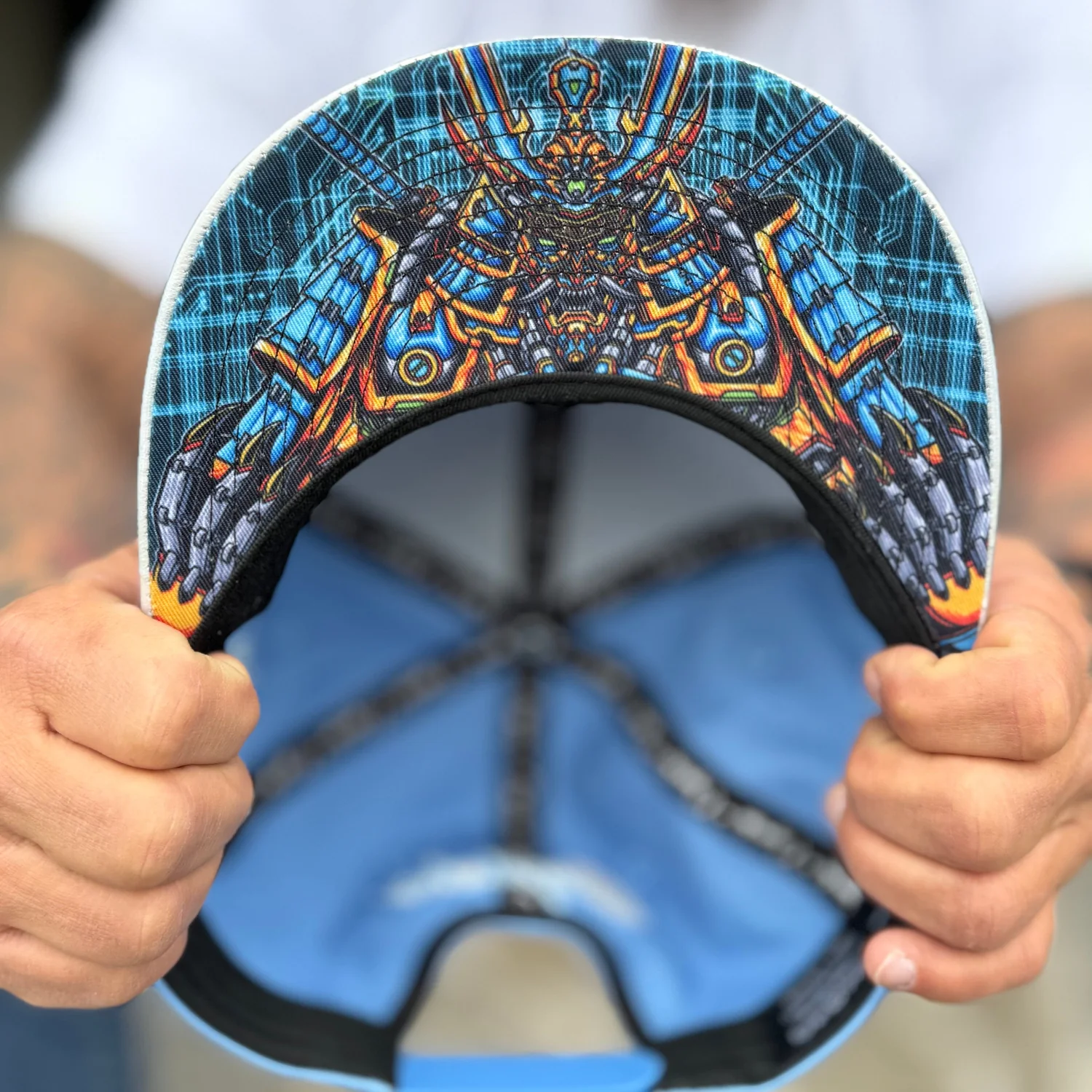 Robot Samurai Snapback - Light Blue/Silver Crackling Metallic - Image 4