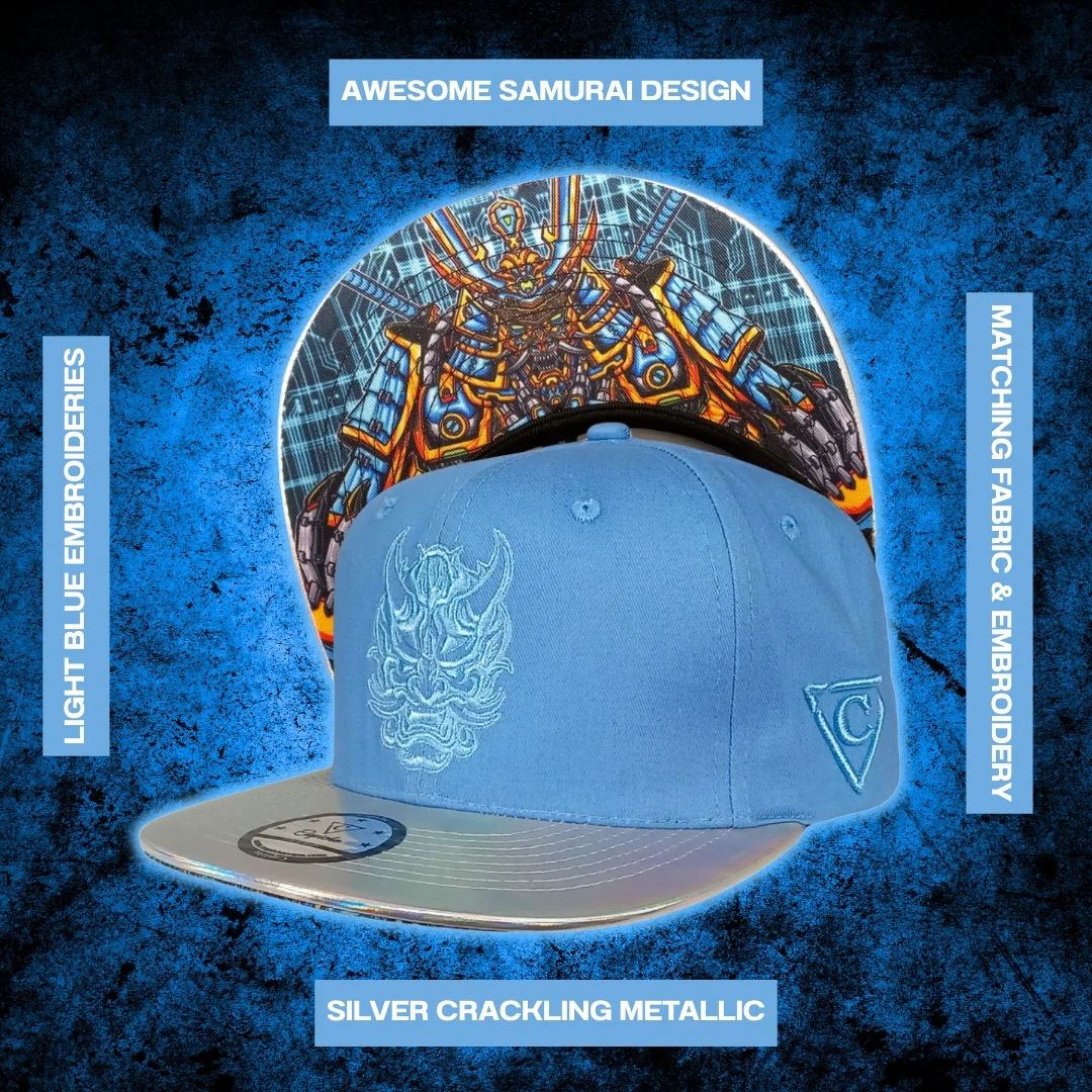 Robot Samurai Snapback - Light Blue/Silver Crackling Metallic - Image 5