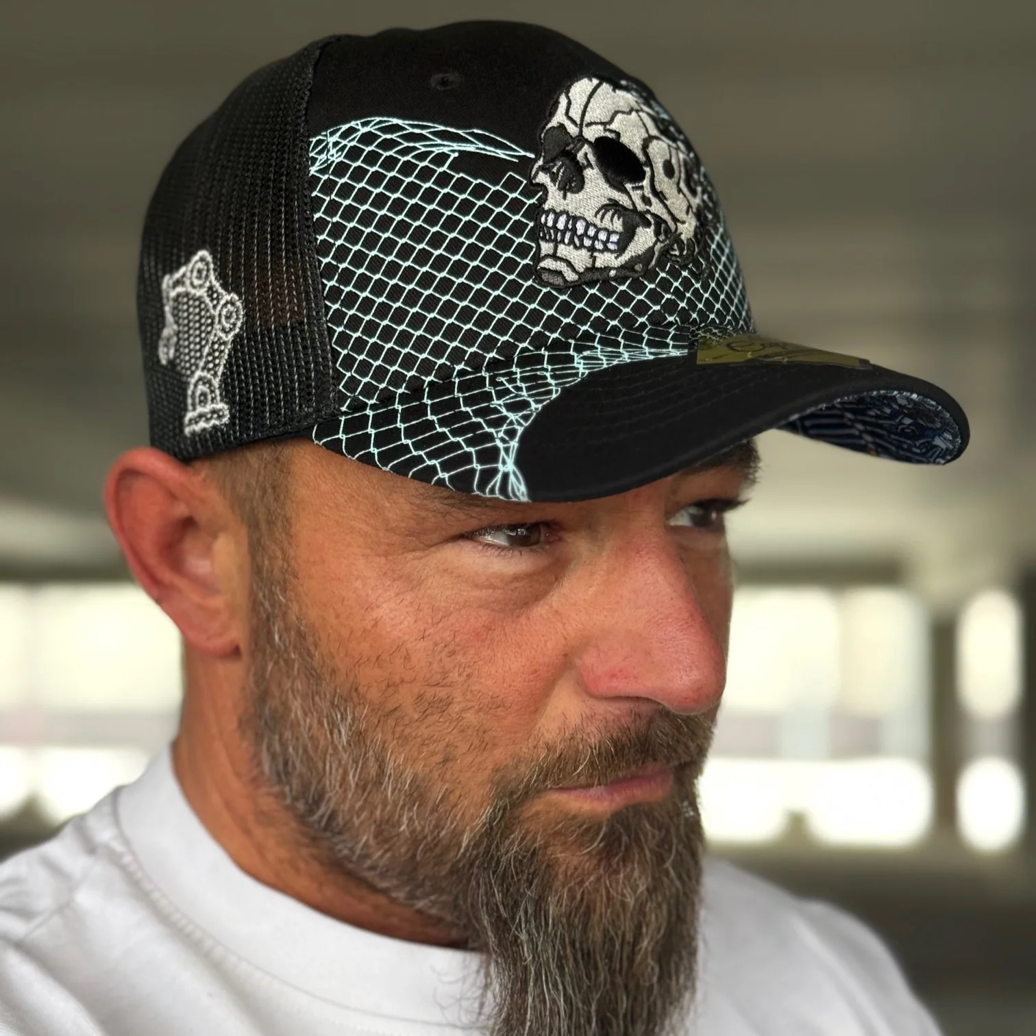 Robot Skull Trucker Cap - Black/Wired Grey - Image 2
