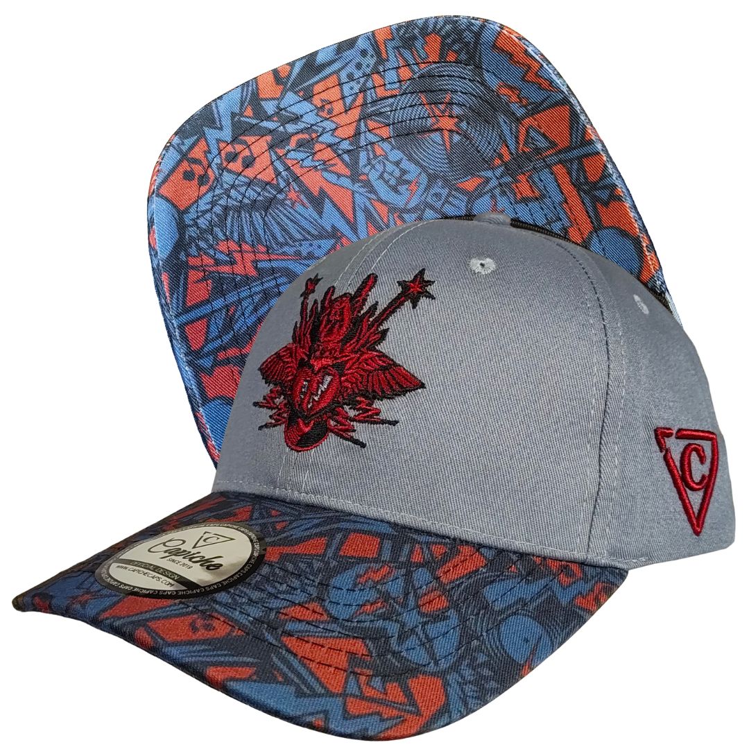 Rock On Curved Cap - Grey/Red