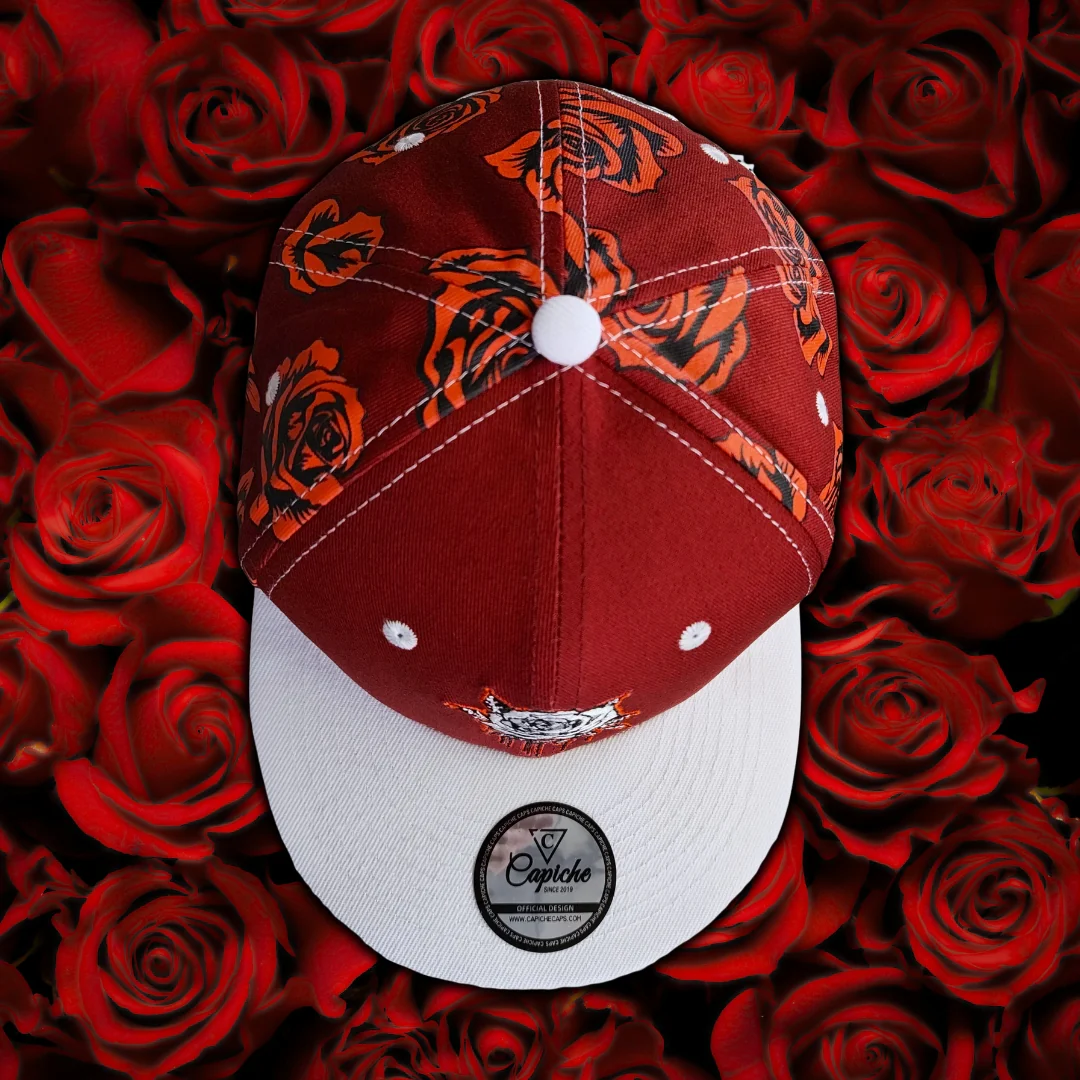 Roses Snapback - Red Rose Print/White - Image 16