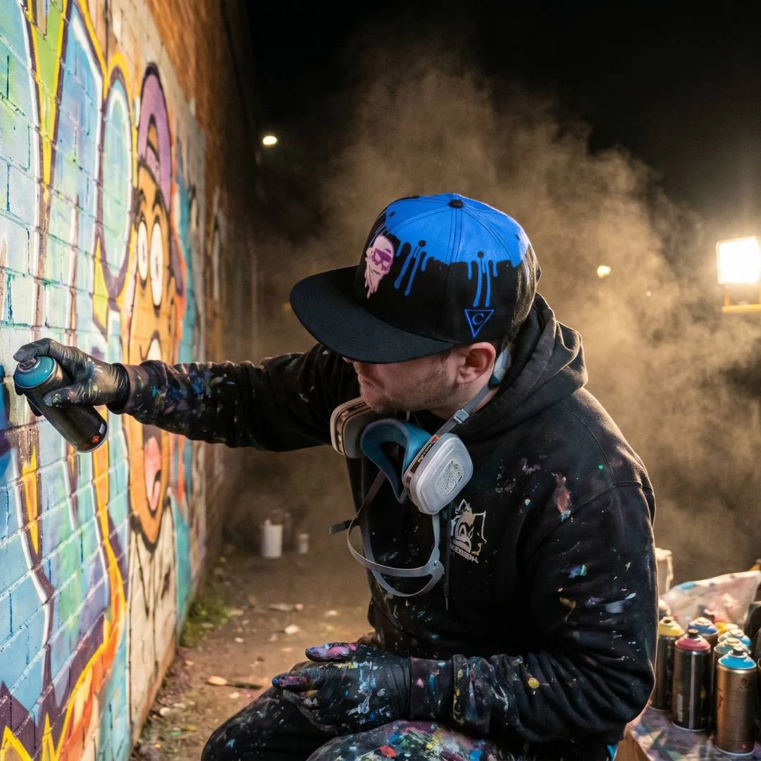 Spray Snapback - Black/Blue Graffiti Spray - Image 6