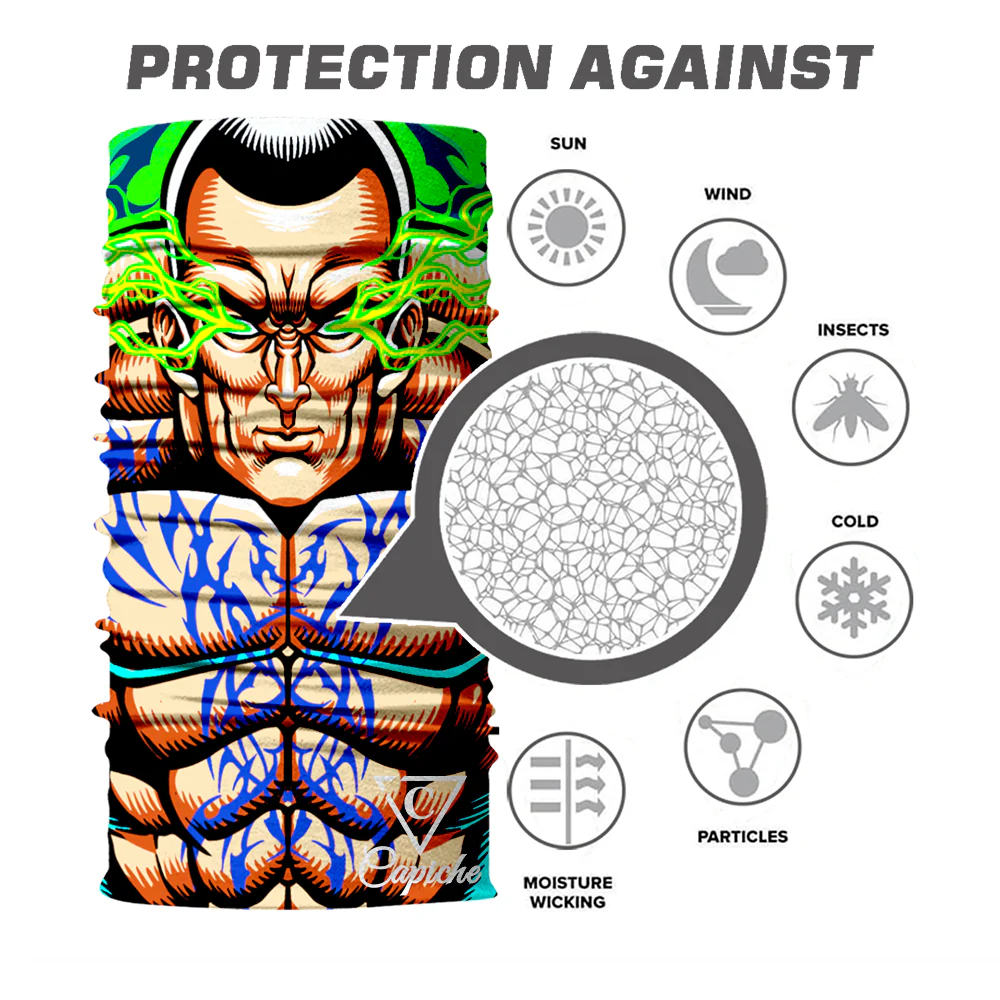 Tattooed Biker Mask - Beige/Green - Image 3