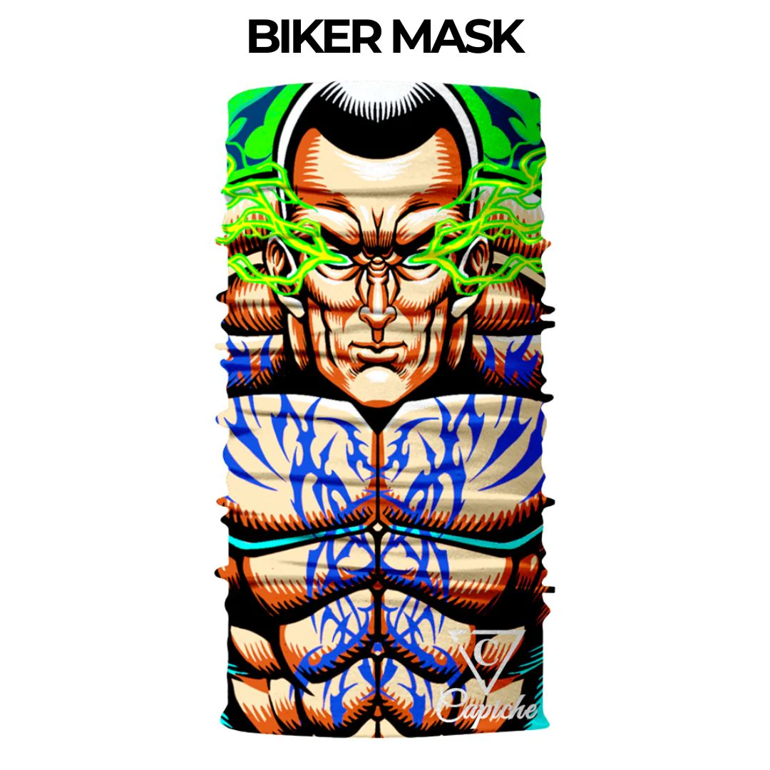 Tattooed Biker Mask - Beige/Green - Image 5