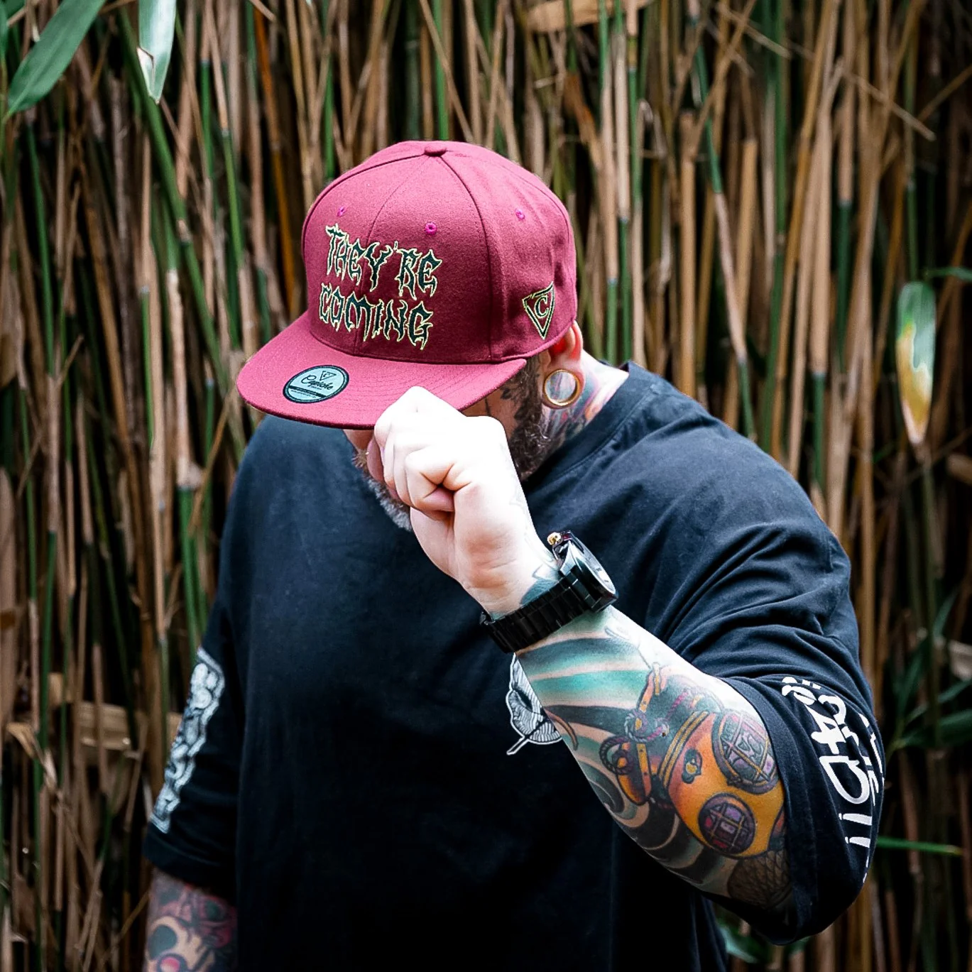 They're Coming Snapback - Rust Red Felt Fabric - Image 8