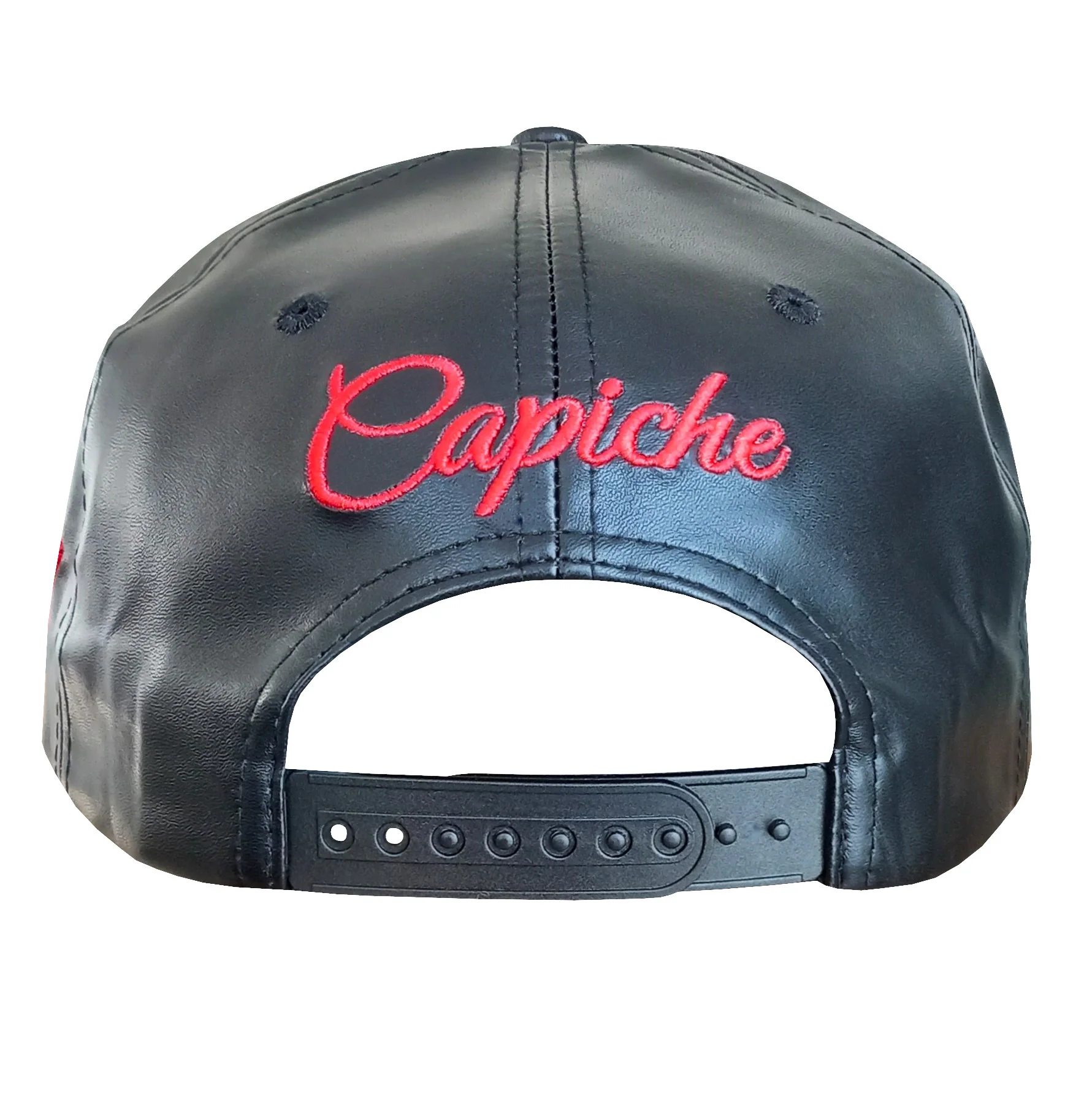 Tiger Samurai Snapback - Black Artificial Leather & Red Brim Embroidery - Image 14