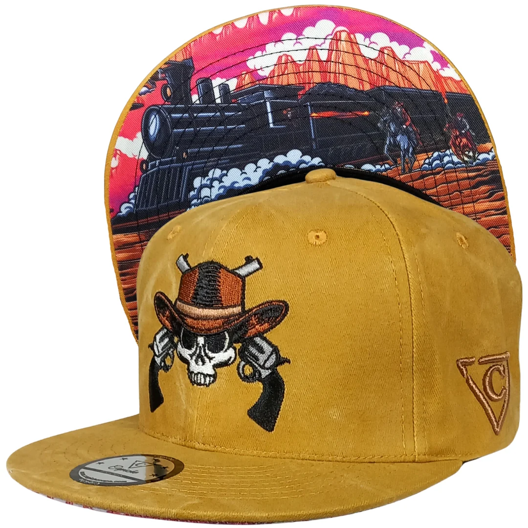 Train Heist Snapback - Mustard Yellow Washed Fabric
