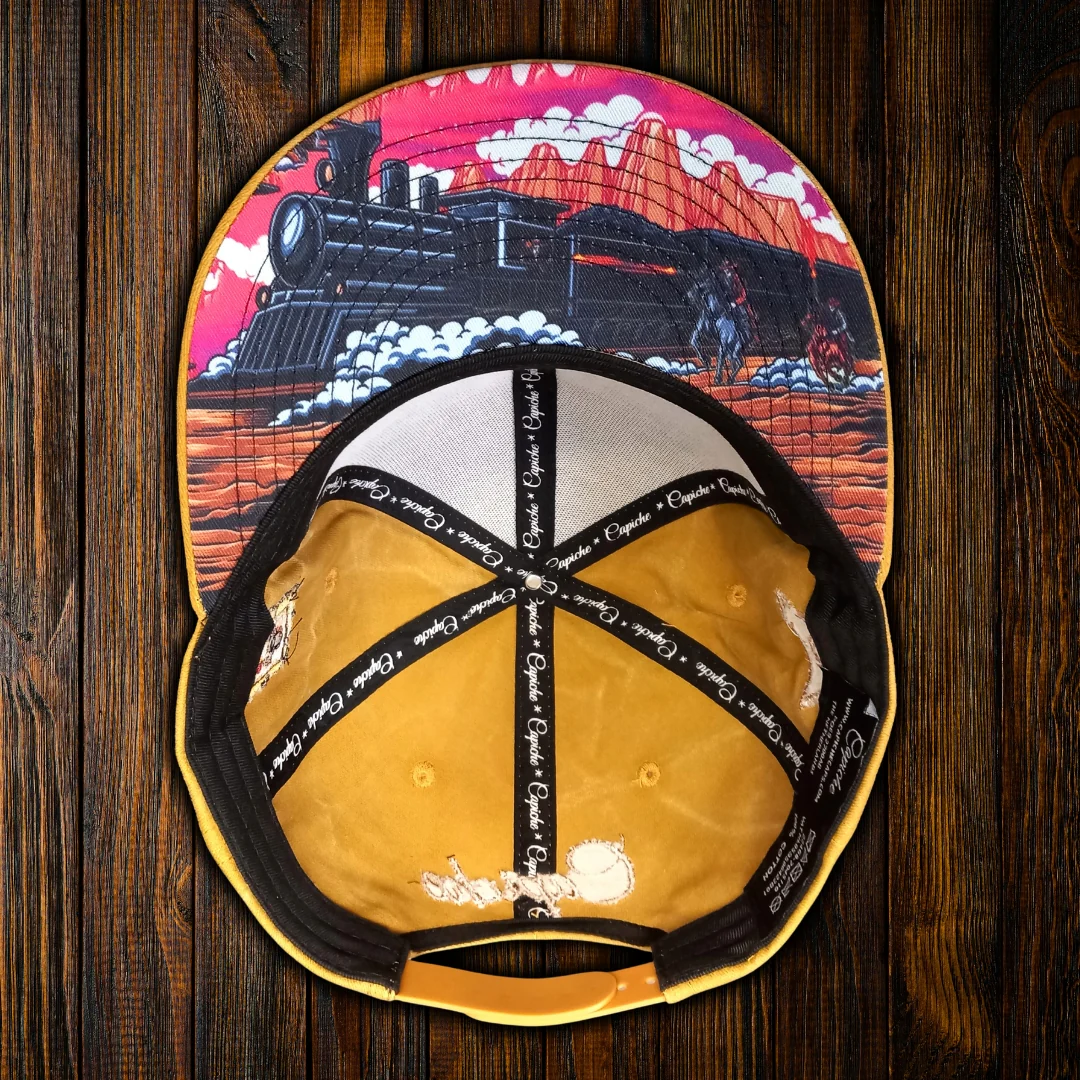 Train Heist Snapback - Mustard Yellow Washed Fabric - Image 10