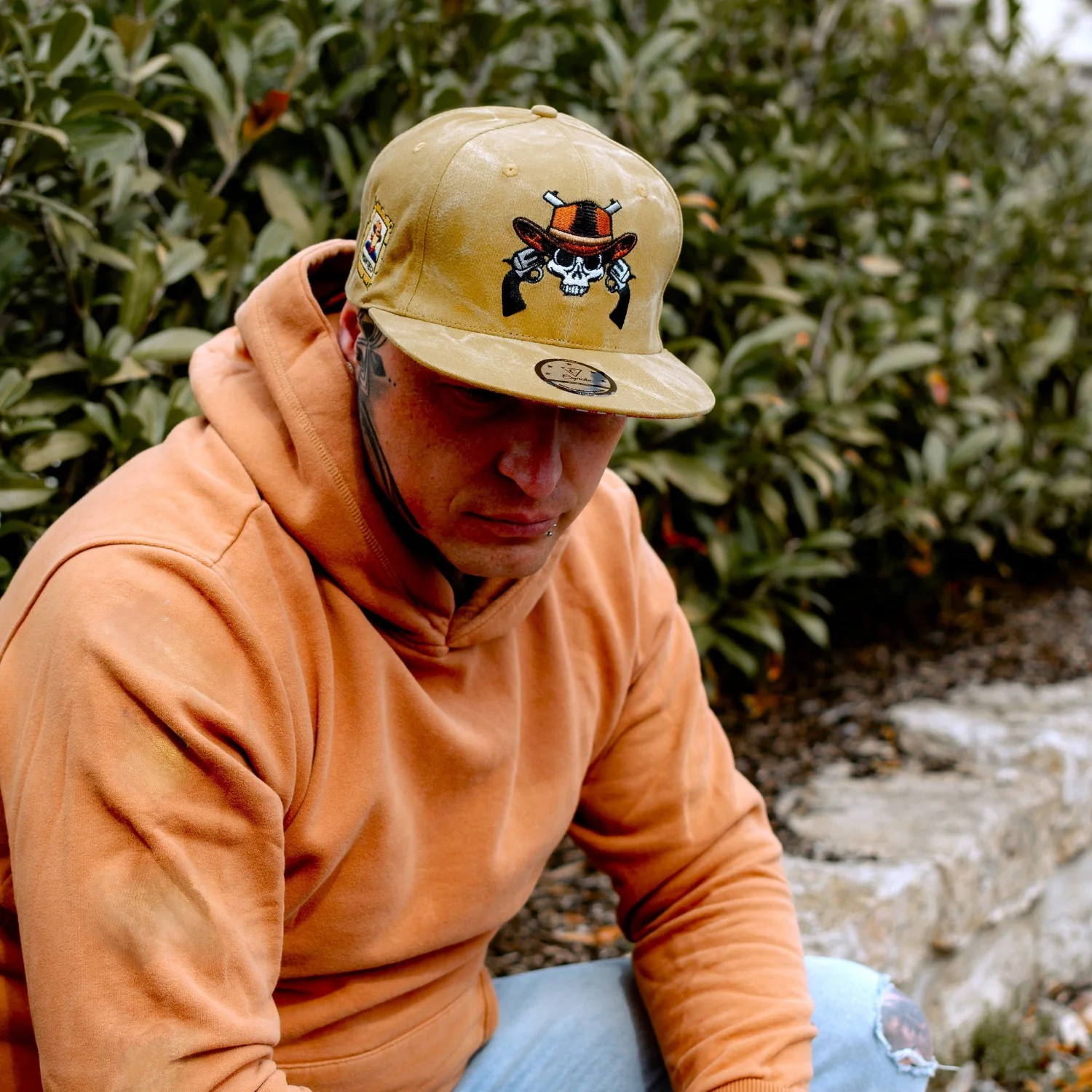 Train Heist Snapback - Mustard Yellow Washed Fabric - Image 2