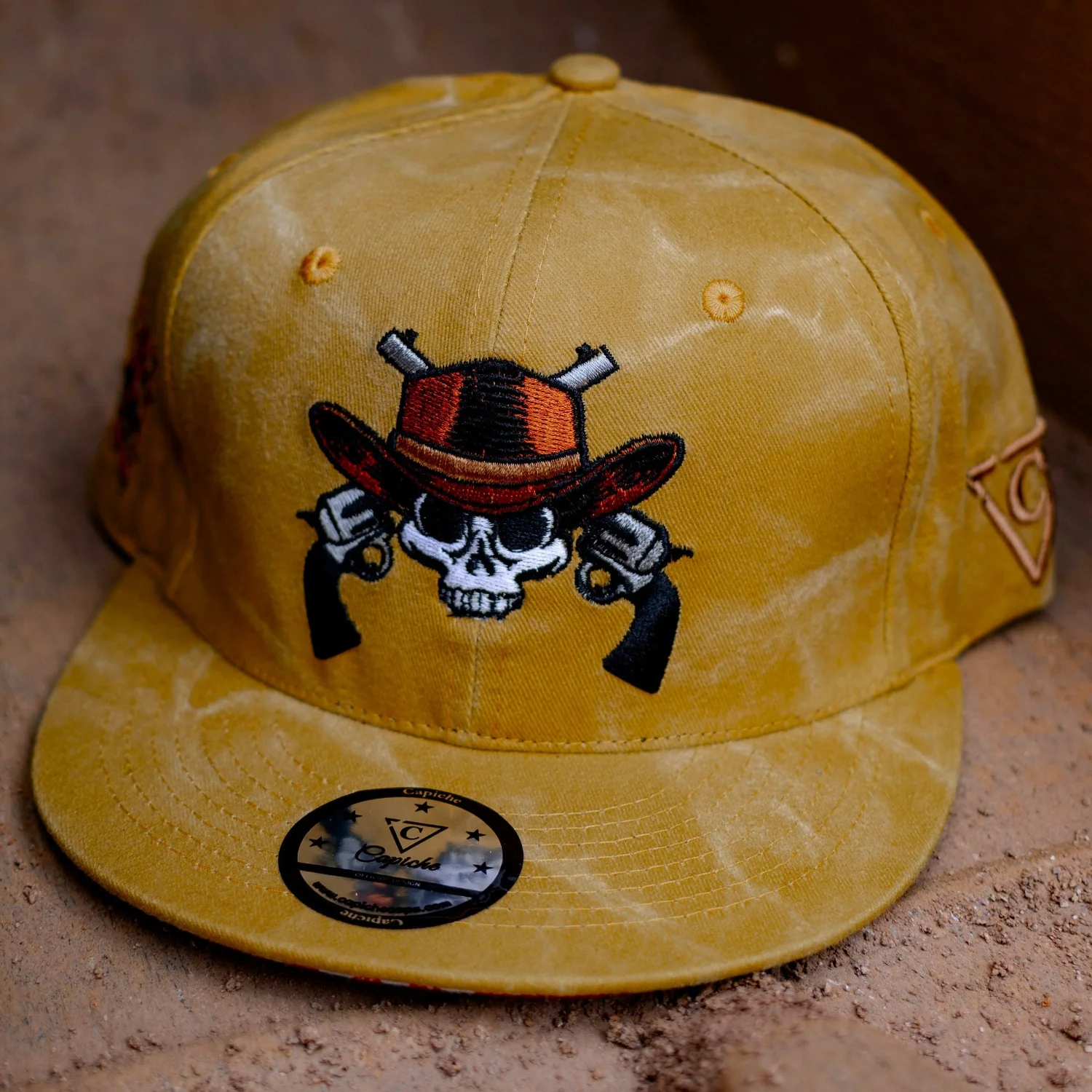 Train Heist Snapback - Mustard Yellow Washed Fabric - Image 6