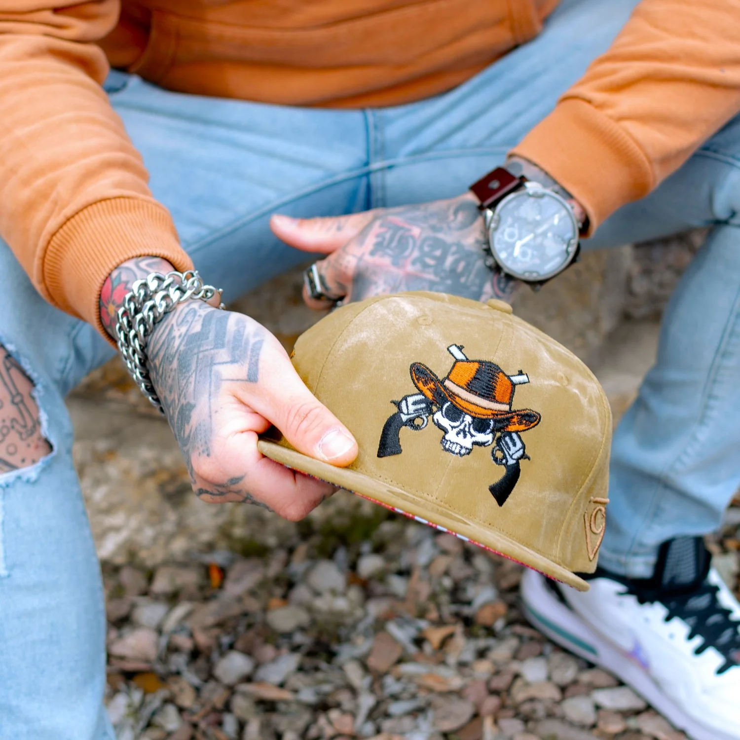 Train Heist Snapback - Mustard Yellow Washed Fabric - Image 9