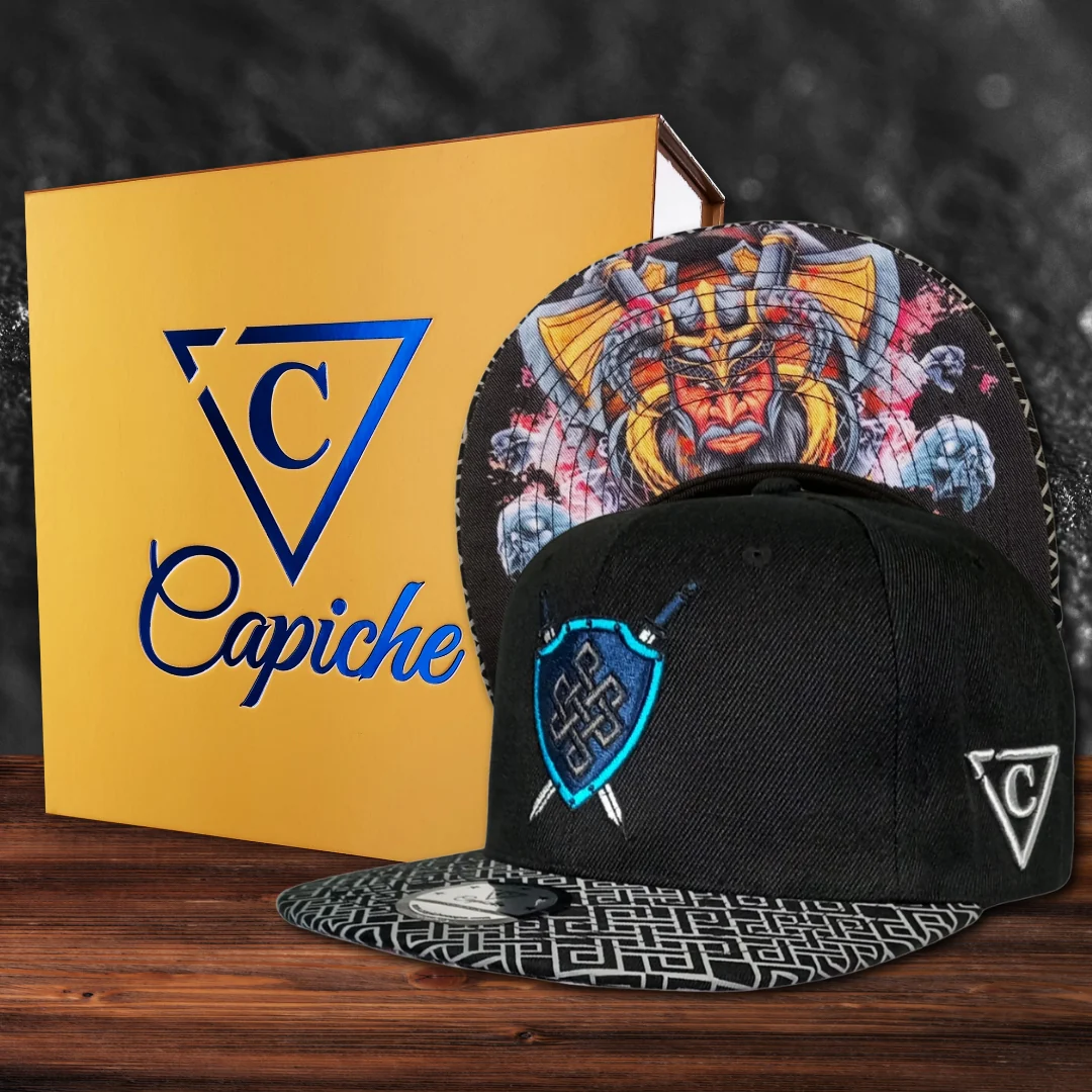 Viking's Spirit Snapback - Black/Grey Geometric Pattern - Image 3