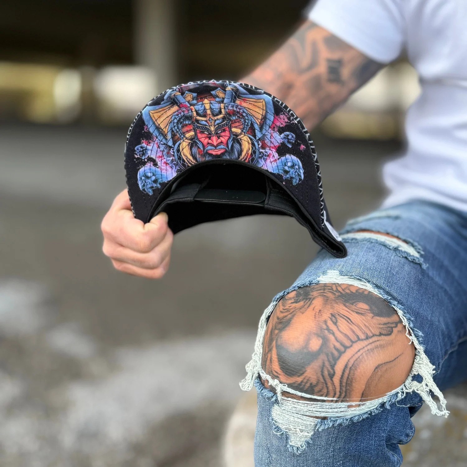 Viking's Spirit Snapback - Black/Grey Geometric Pattern - Image 6