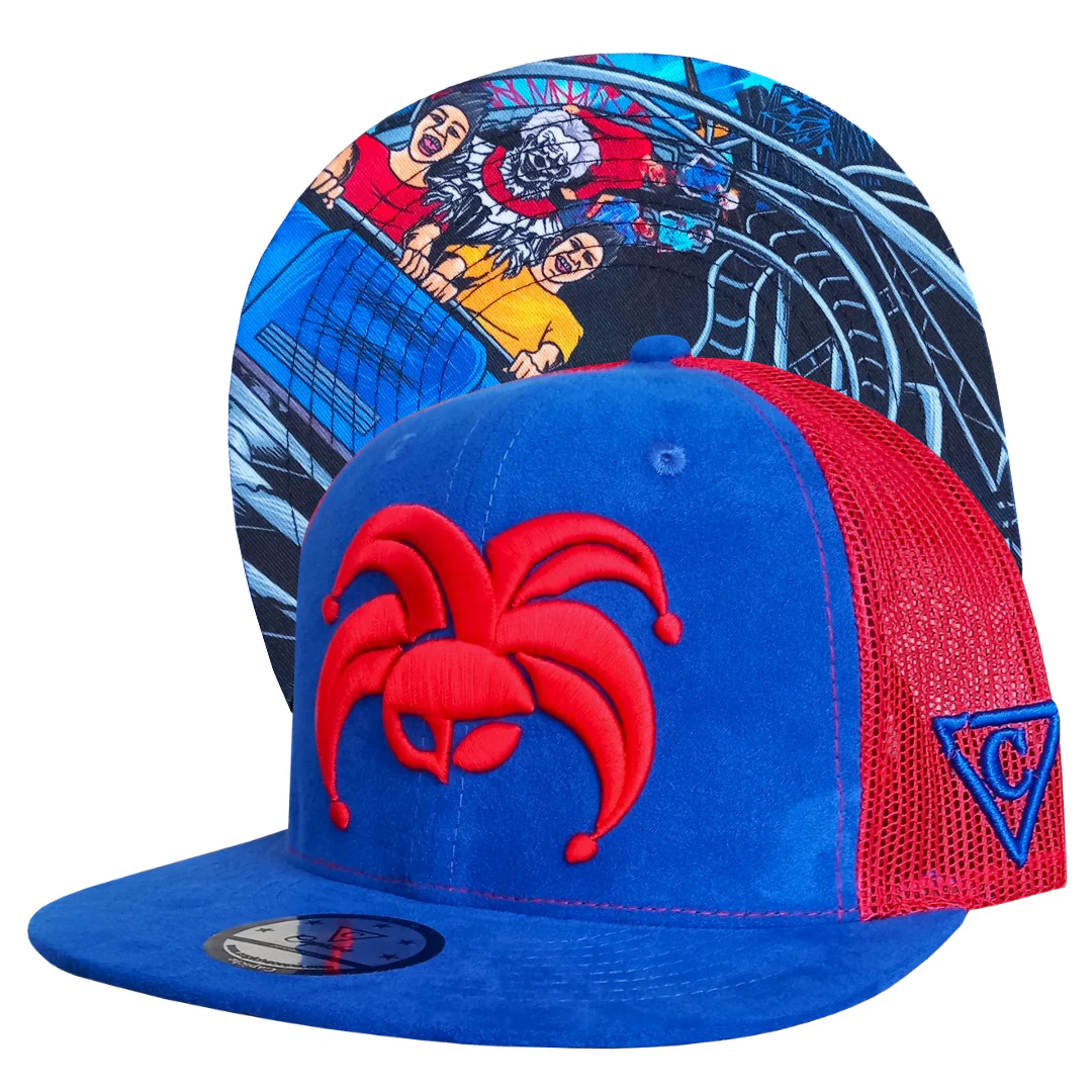 Wild Ride Trucker Snapback - Blue Suede/Red Mesh